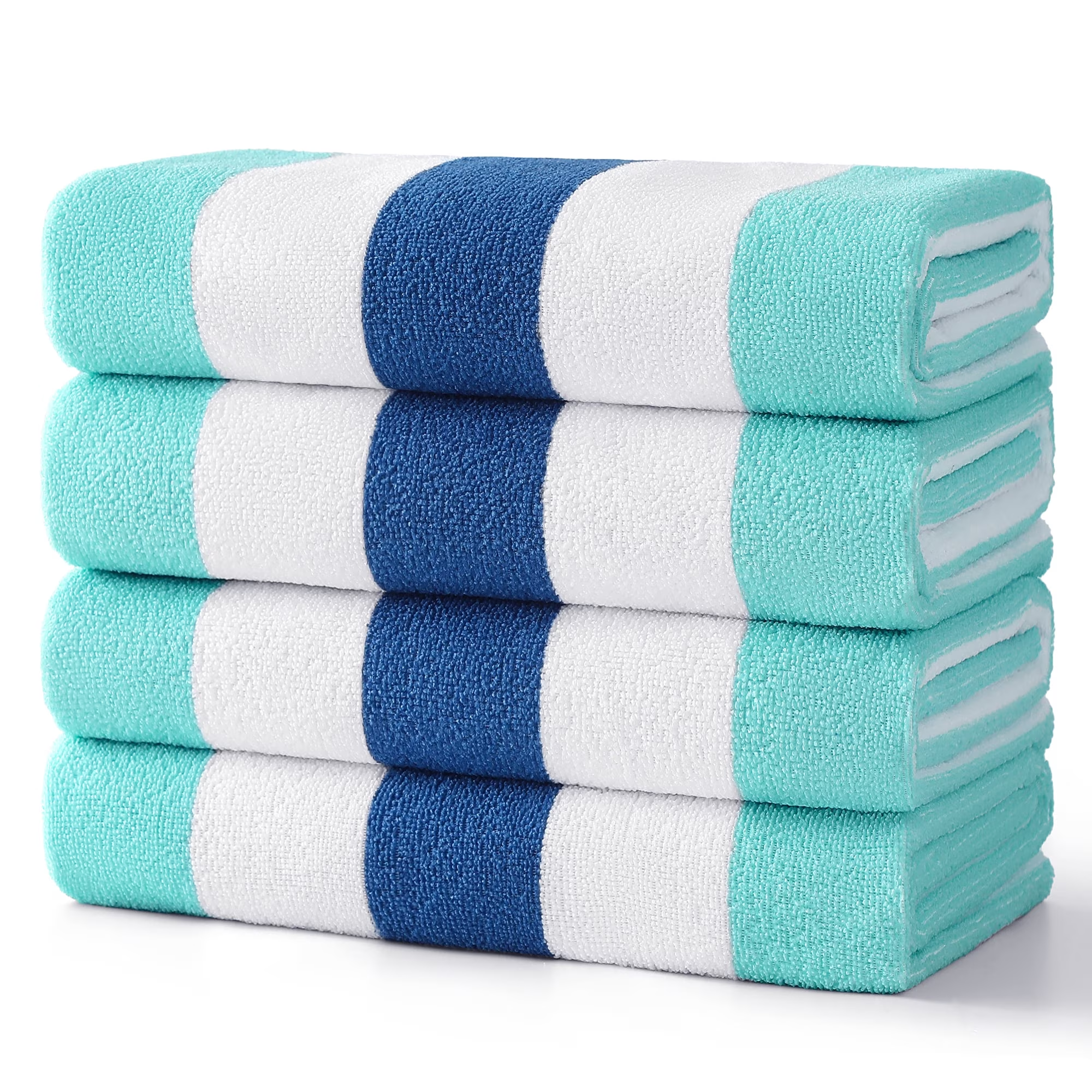 Smuge 4-Pack Cabana Stripe Beach Towels - 60"x 30" Microfiber Towels, Lightweight Quick-Dry Swim Towel for Adults, Perfect for Beach & Outdoor Activities