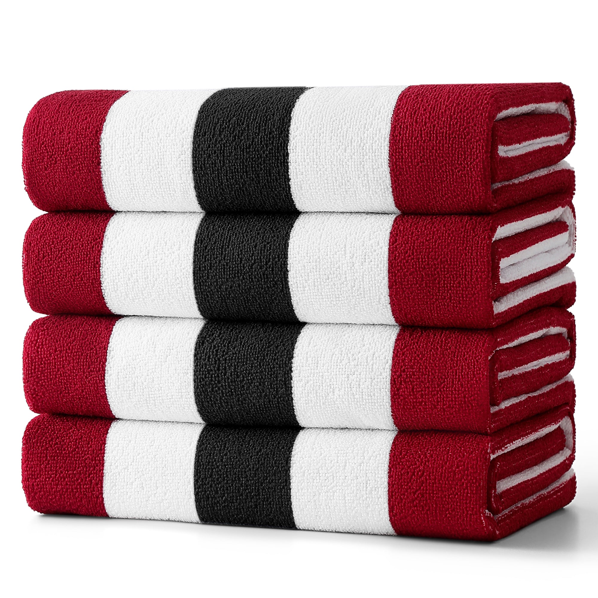 Smuge 4-Pack Cabana Stripe Beach Towels - 60"x 30" Microfiber Towels, Lightweight Quick-Dry Swim Towel for Adults, Perfect for Beach & Outdoor Activities