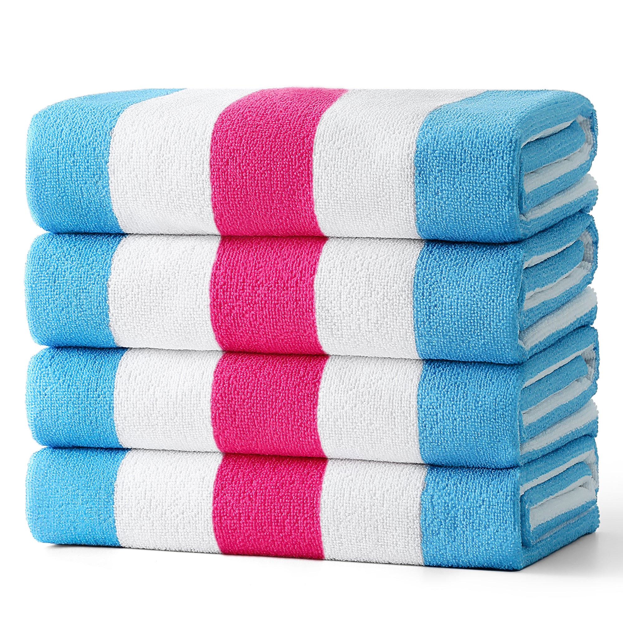 Smuge 4-Pack Cabana Stripe Beach Towels - 60"x 30" Microfiber Towels, Lightweight Quick-Dry Swim Towel for Adults, Perfect for Beach & Outdoor Activities