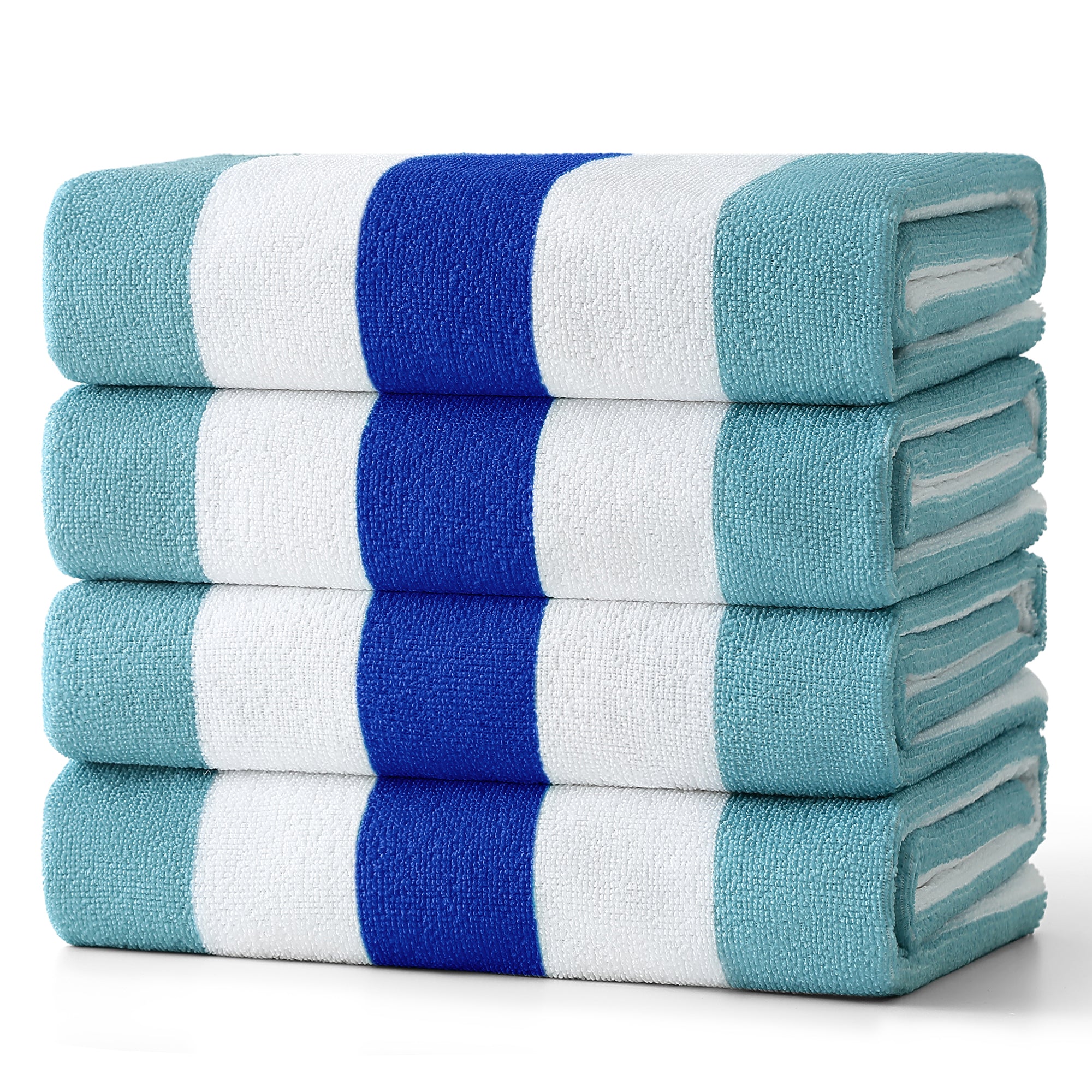 Smuge 4-Pack Cabana Stripe Beach Towels - 60"x 30" Microfiber Towels, Lightweight Quick-Dry Swim Towel for Adults, Perfect for Beach & Outdoor Activities