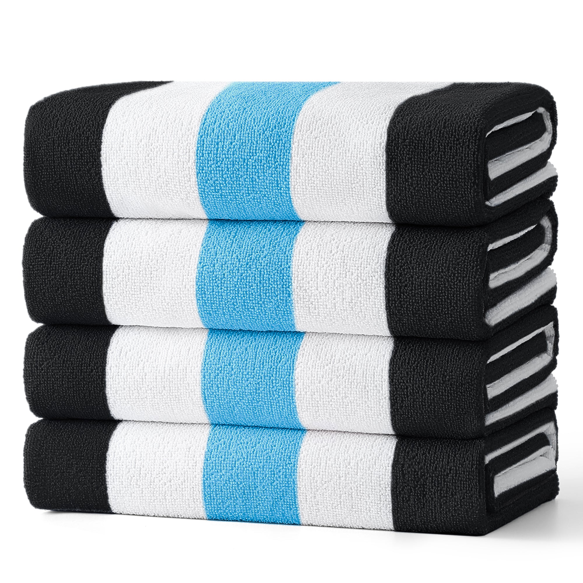 Smuge 4-Pack Cabana Stripe Beach Towels - 60"x 30" Microfiber Towels, Lightweight Quick-Dry Swim Towel for Adults, Perfect for Beach & Outdoor Activities