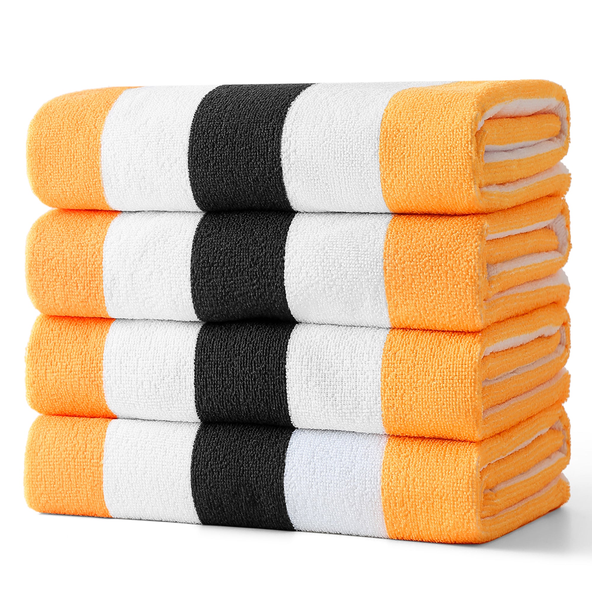 Smuge 4-Pack Cabana Stripe Beach Towels - 60"x 30" Microfiber Towels, Lightweight Quick-Dry Swim Towel for Adults, Perfect for Beach & Outdoor Activities