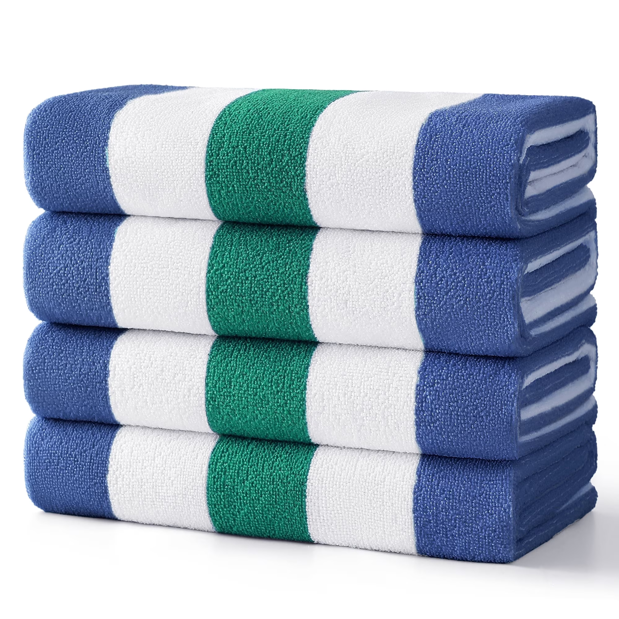 Smuge 4-Pack Cabana Stripe Beach Towels - 60"x 30" Microfiber Towels, Lightweight Quick-Dry Swim Towel for Adults, Perfect for Beach & Outdoor Activities