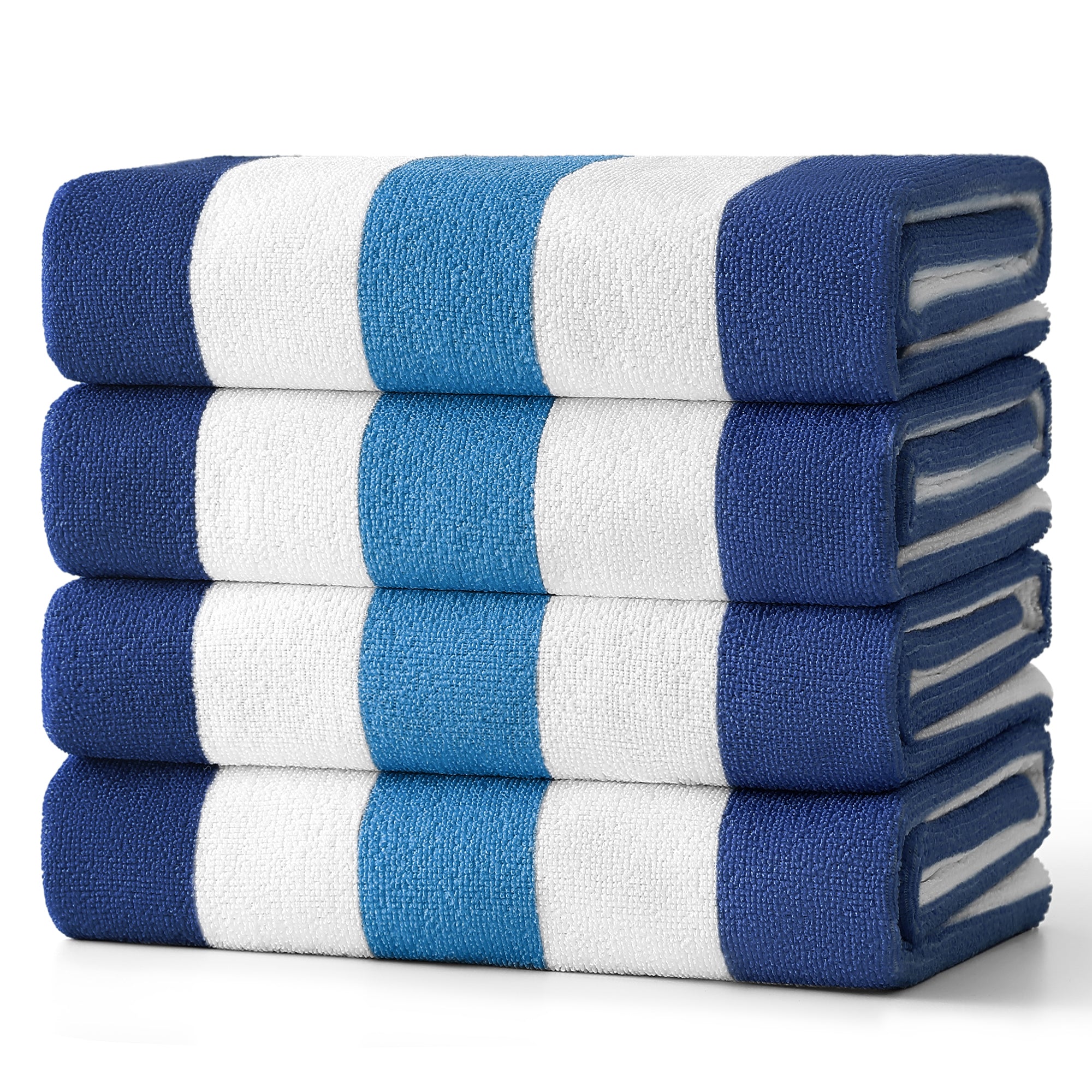 Smuge 4-Pack Cabana Stripe Beach Towels - 60"x 30" Microfiber Towels, Lightweight Quick-Dry Swim Towel for Adults, Perfect for Beach & Outdoor Activities