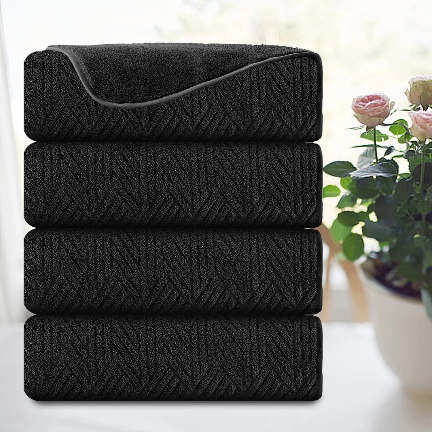 Smuge 4-Pack Oversized Bath Sheet Set 600 GSM | Ultra Soft,Cozy,Quick Dry, | For Bathroom, Kitchen, Spa