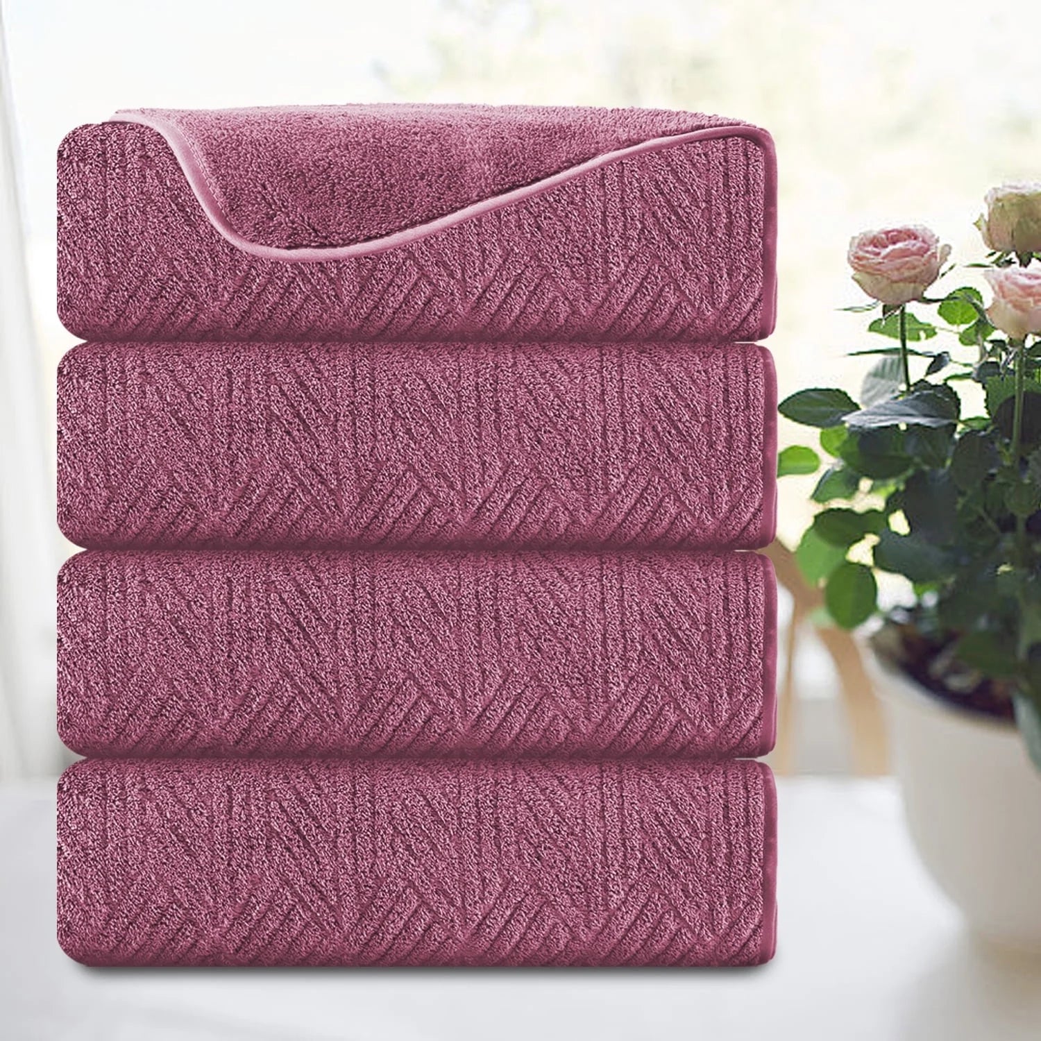 Smuge 4-Pack Oversized Bath Sheet Set 600 GSM | Ultra Soft,Cozy,Quick Dry, | For Bathroom, Kitchen, Spa