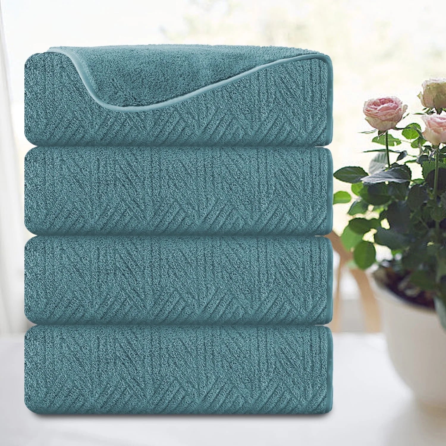 Smuge 4-Pack Oversized Bath Sheet Set 600 GSM | Ultra Soft,Cozy,Quick Dry, | For Bathroom, Kitchen, Spa