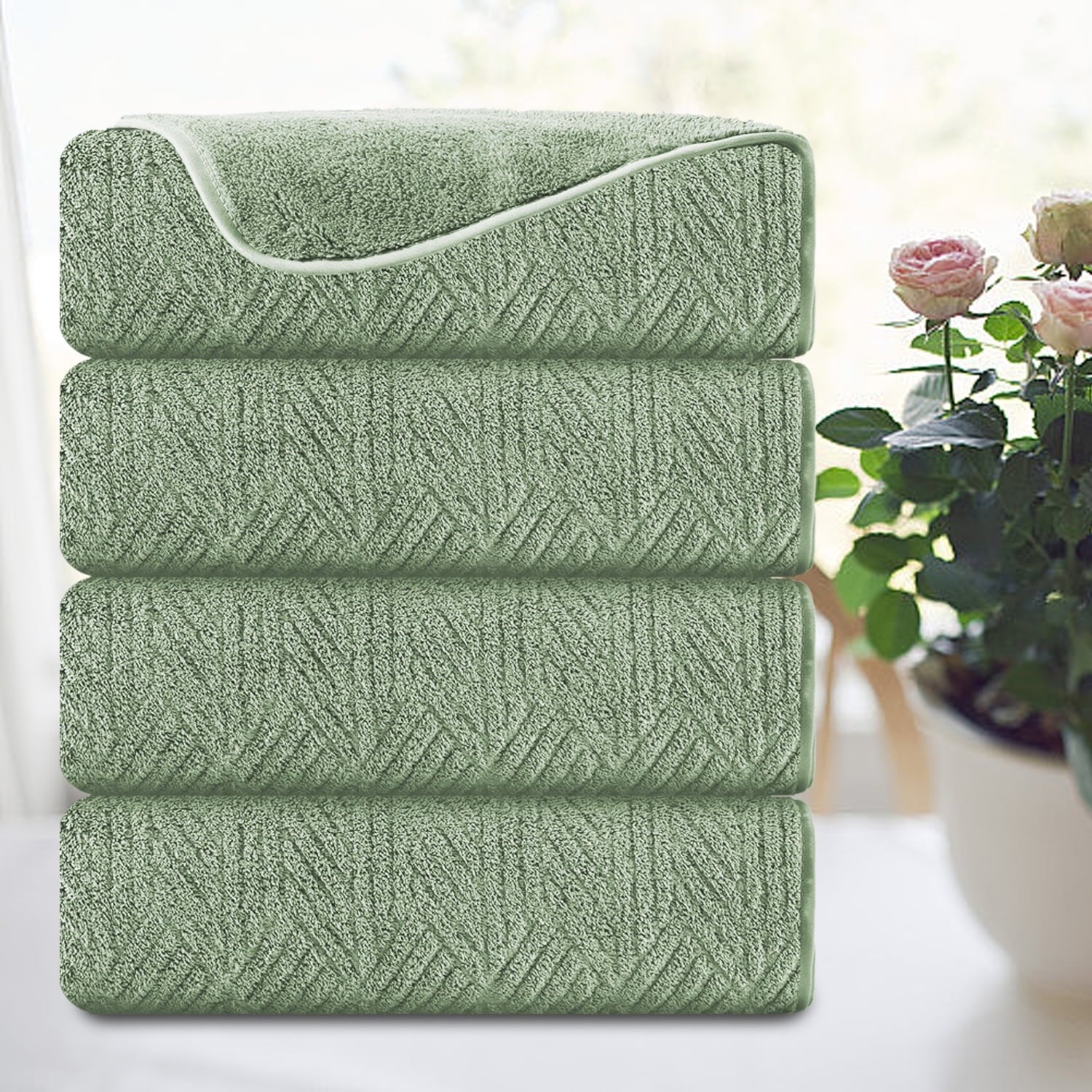Smuge 4-Pack Oversized Bath Sheet Set 600 GSM | Ultra Soft,Cozy,Quick Dry, | For Bathroom, Kitchen, Spa