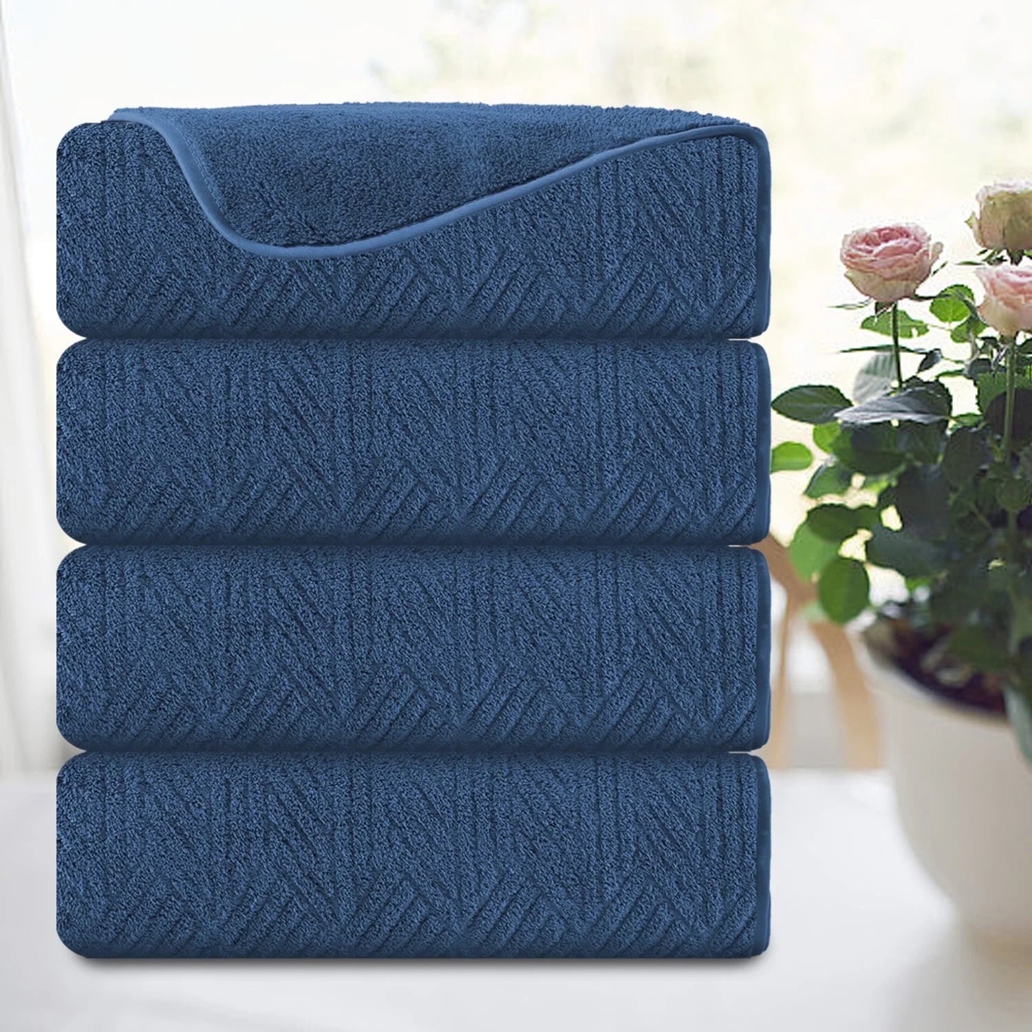 Smuge 4-Pack Oversized Bath Sheet Set 600 GSM | Ultra Soft,Cozy,Quick Dry, | For Bathroom, Kitchen, Spa