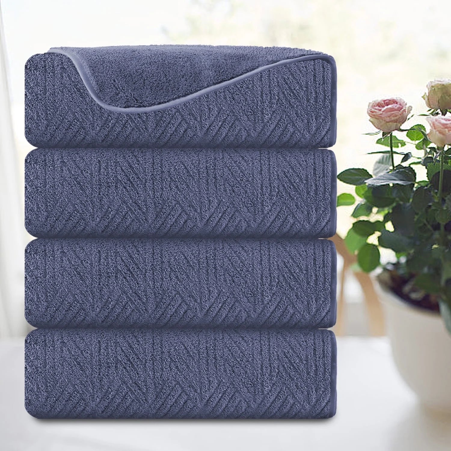 Smuge 4-Pack Oversized Bath Sheet Set 600 GSM | Ultra Soft,Cozy,Quick Dry, | For Bathroom, Kitchen, Spa