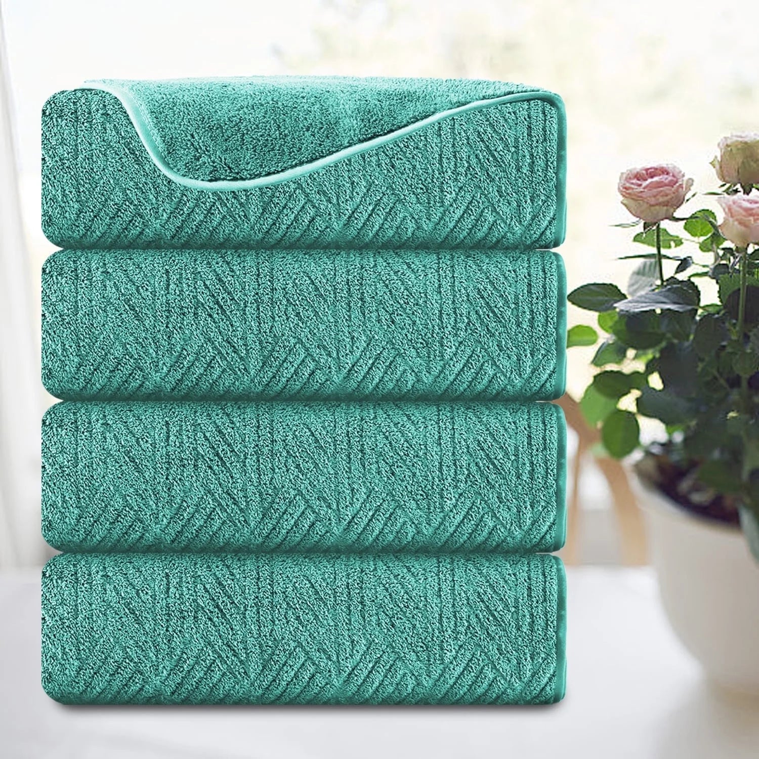 Smuge 4-Pack Oversized Bath Sheet Set 600 GSM | Ultra Soft,Cozy,Quick Dry, | For Bathroom, Kitchen, Spa