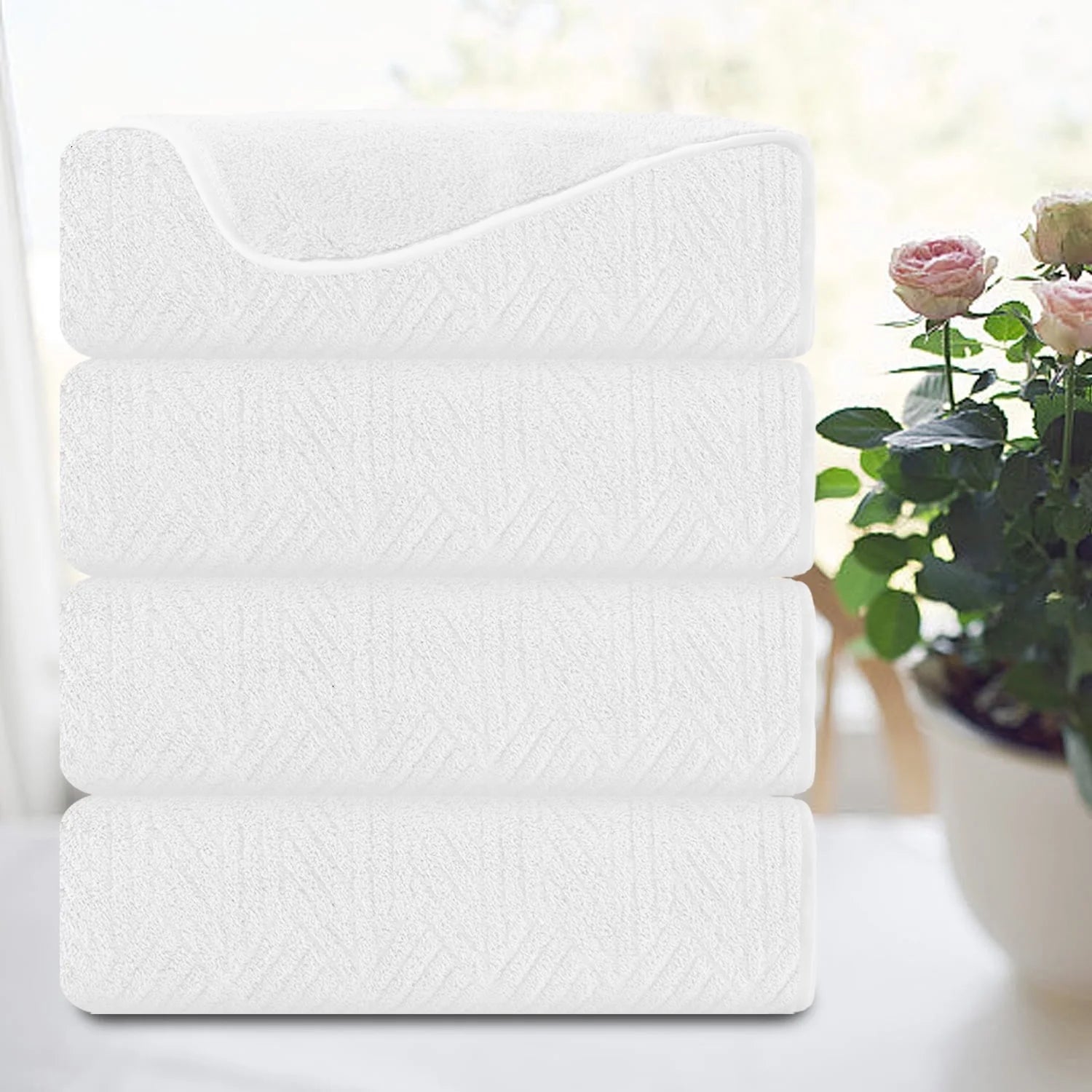 Smuge 4-Pack Oversized Bath Sheet Set 600 GSM | Ultra Soft,Cozy,Quick Dry, | For Bathroom, Kitchen, Spa