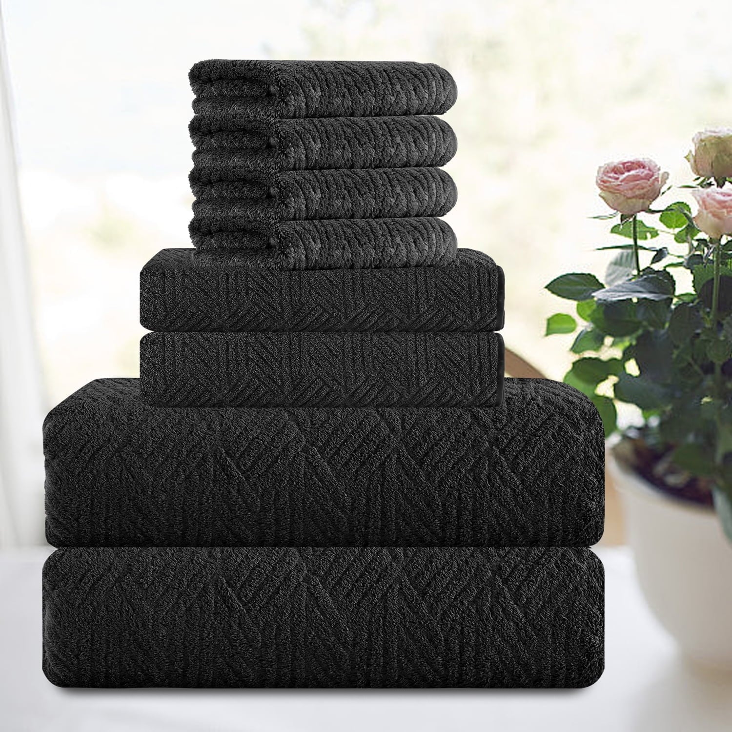 Smuge 8-Piece Bath Towel Set - 2 Large Bath Towels, 2 Hand Towels, 4 Washcloths | 600 GSM, Ultra Soft, Cozy, Quick Dry
