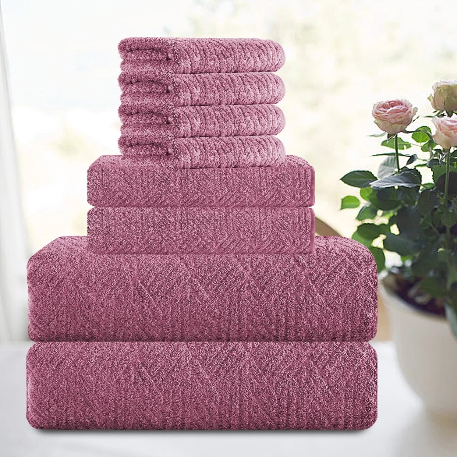 Smuge 8-Piece Bath Towel Set - 2 Large Bath Towels, 2 Hand Towels, 4 Washcloths | 600 GSM, Ultra Soft, Cozy, Quick Dry