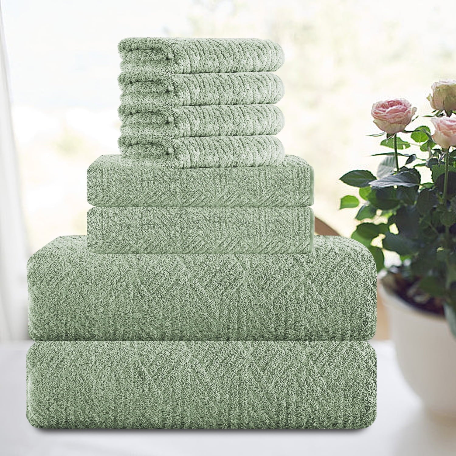 Smuge 8-Piece Bath Towel Set - 2 Large Bath Towels, 2 Hand Towels, 4 Washcloths | 600 GSM, Ultra Soft, Cozy, Quick Dry