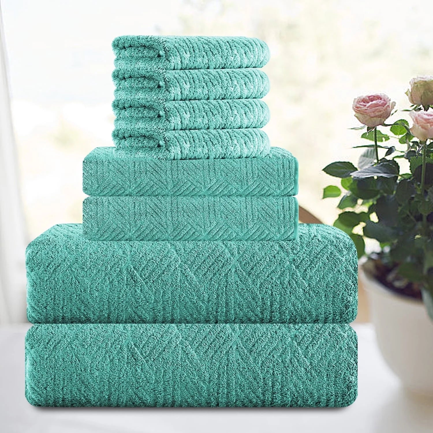Smuge 8-Piece Bath Towel Set - 2 Large Bath Towels, 2 Hand Towels, 4 Washcloths | 600 GSM, Ultra Soft, Cozy, Quick Dry