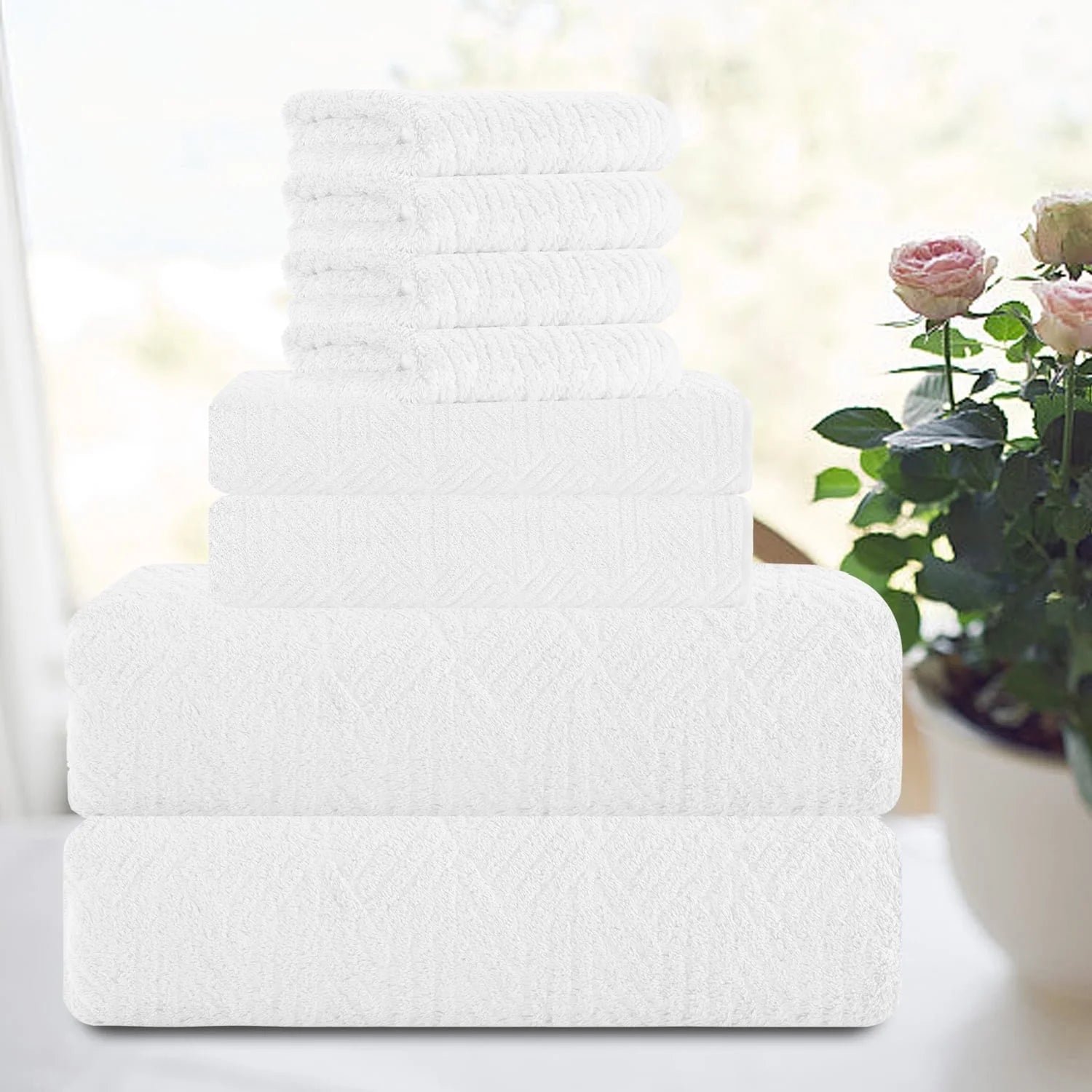 Smuge 8-Piece Bath Towel Set - 2 Large Bath Towels, 2 Hand Towels, 4 Washcloths | 600 GSM, Ultra Soft, Cozy, Quick Dry