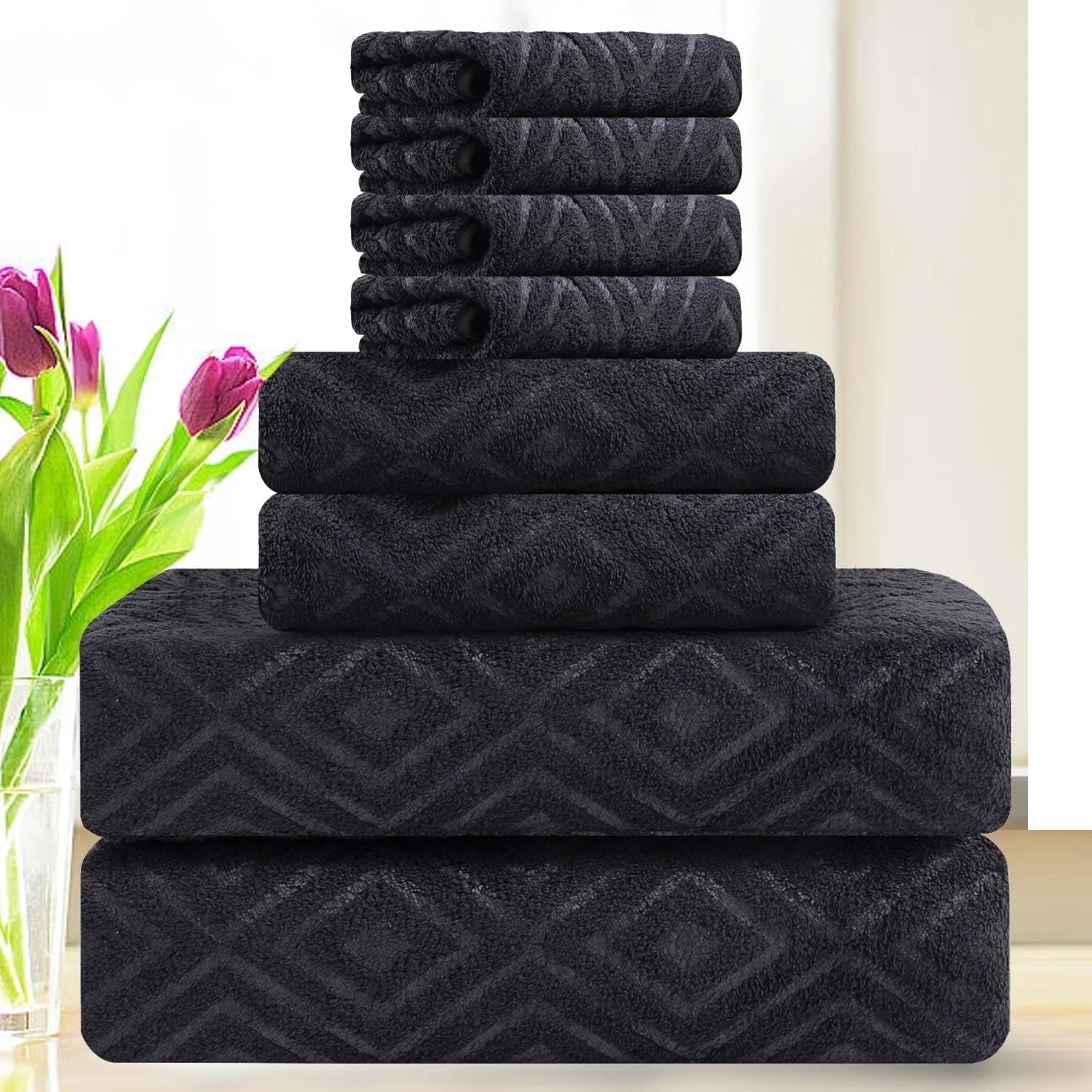 Smuge 8-Piece Bath Towel Set - 2 Extra Large Sheets, 2 Hand Towels, 4 Washcloths | 600 GSM, Ultra Soft, Highly Absorbent,