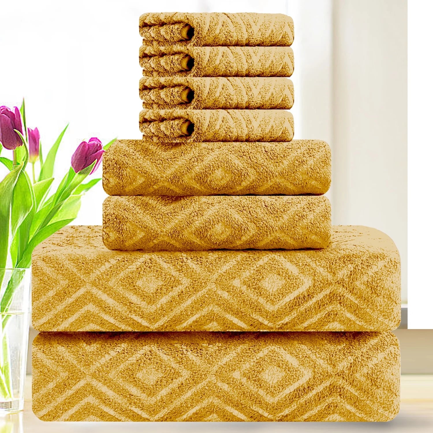 Smuge 8-Piece Bath Towel Set - 2 Extra Large Sheets, 2 Hand Towels, 4 Washcloths | 600 GSM, Ultra Soft, Highly Absorbent,