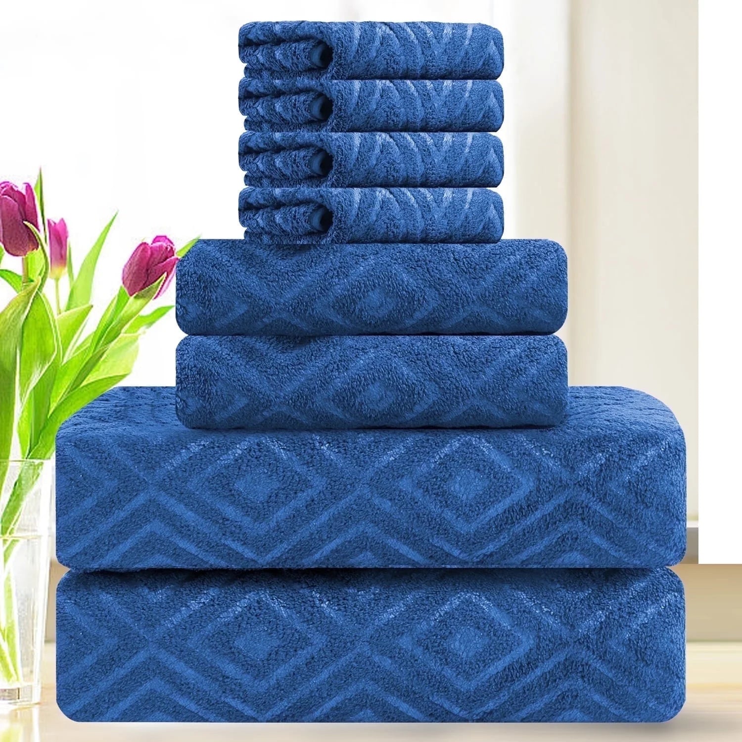 Smuge 8-Piece Bath Towel Set - 2 Extra Large Sheets, 2 Hand Towels, 4 Washcloths | 600 GSM, Ultra Soft, Highly Absorbent,
