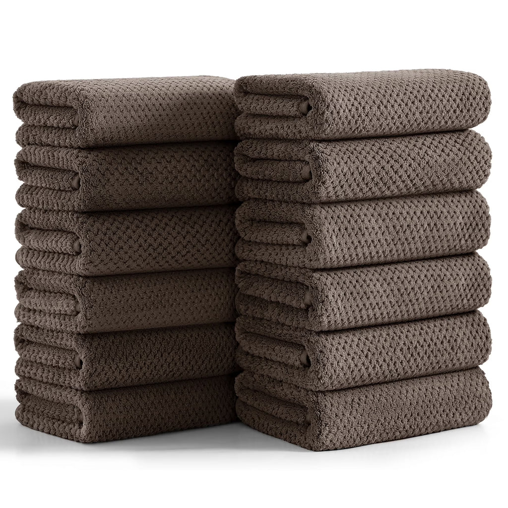 Smuge 12 Pack Hand Towels Set, 16 x 31 in Ultra Soft Microfiber Quick Dry Hand Shower Towels for Bathroom