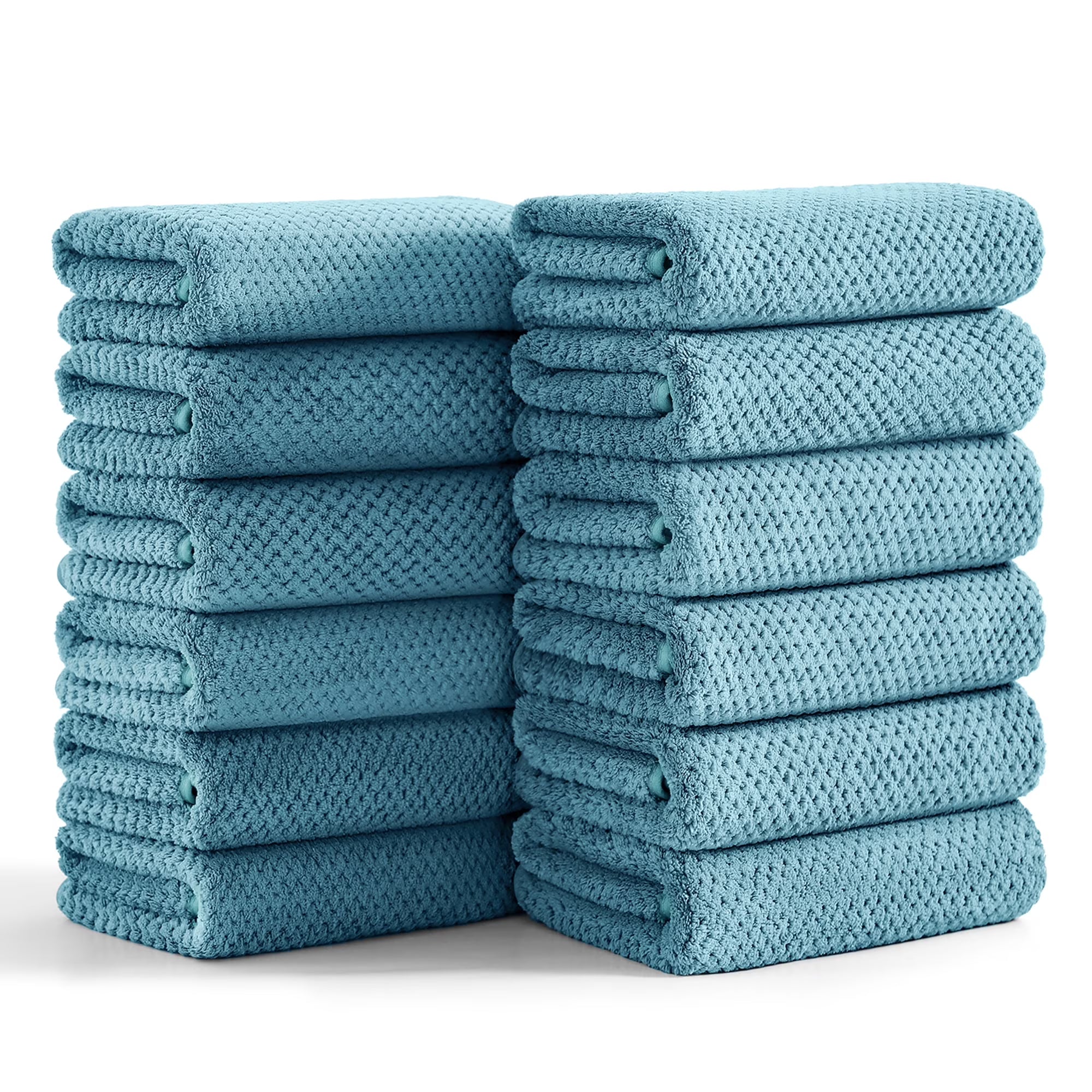 Smuge 12 Pack Hand Towels Set, 16 x 31 in Ultra Soft Microfiber Quick Dry Hand Shower Towels for Bathroom