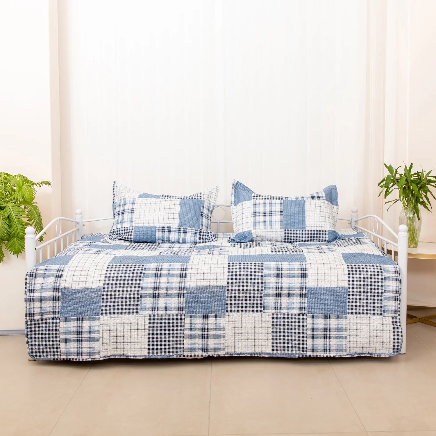 Smuge 3-Piece Daybed Cover Set (39"x75") - Double Sided Quilting, Classic Design, All Season | 1 Daybed Cover + 2 Matching Shams