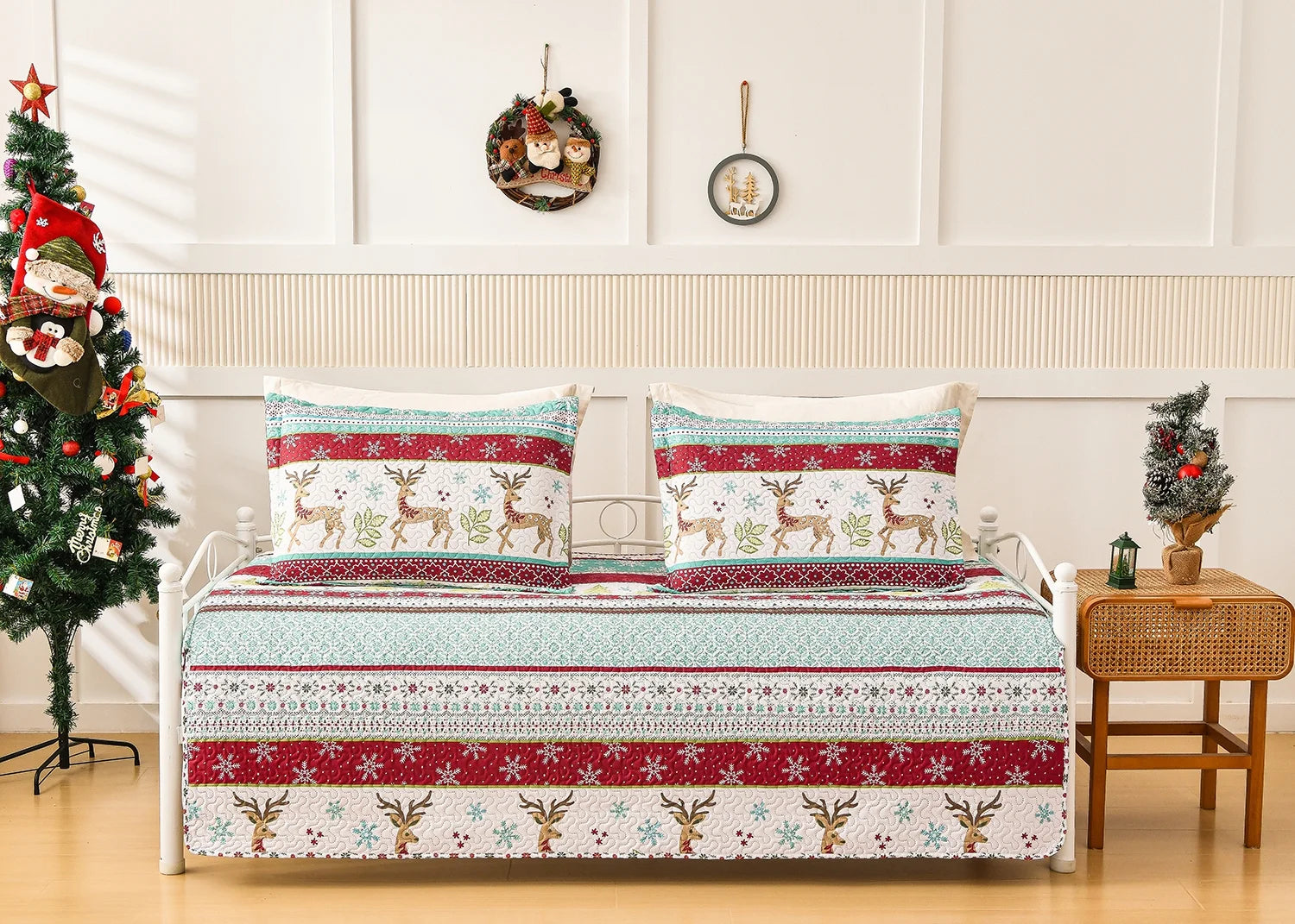 Smuge 3-Piece Daybed Cover Set (39"x75") - Double Sided Quilting, Classic Design, All Season | 1 Daybed Cover + 2 Matching Shams