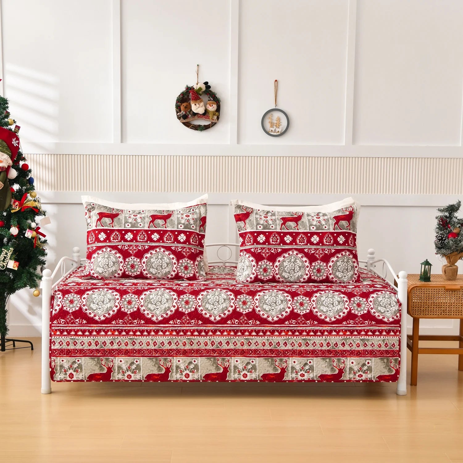 Smuge 3-Piece Daybed Cover Set (39"x75") - Double Sided Quilting, Classic Design, All Season | 1 Daybed Cover + 2 Matching Shams