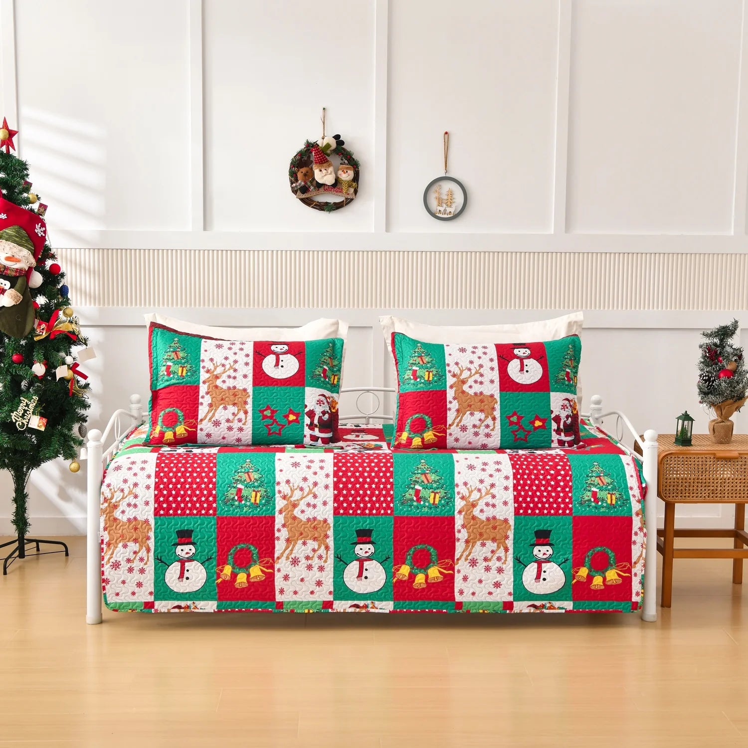 Smuge 3-Piece Daybed Cover Set (39"x75") - Double Sided Quilting, Classic Design, All Season | 1 Daybed Cover + 2 Matching Shams