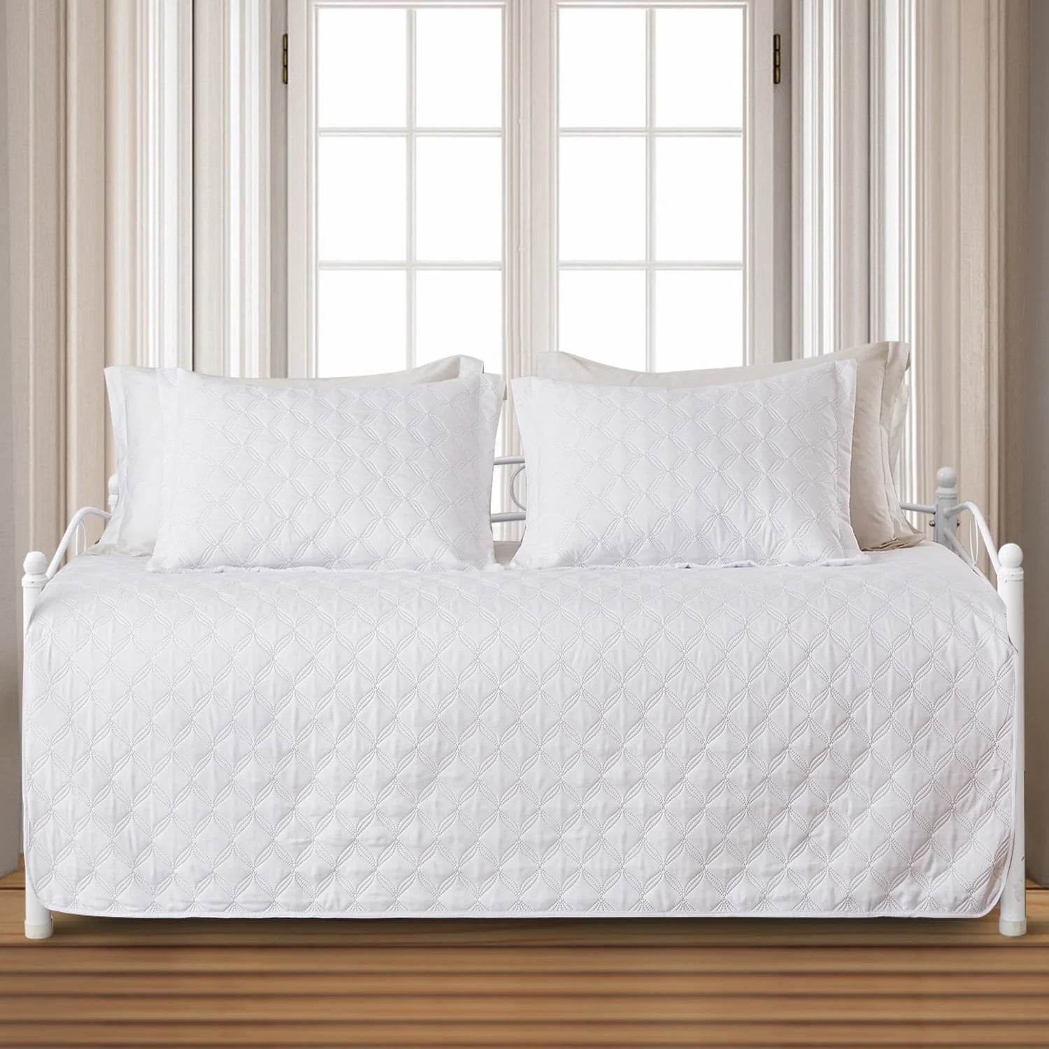 Smuge 3-Piece Daybed Cover Set (39"x75") - Double Sided Quilting, Classic Design, All Season | 1 Daybed Cover + 2 Matching Shams