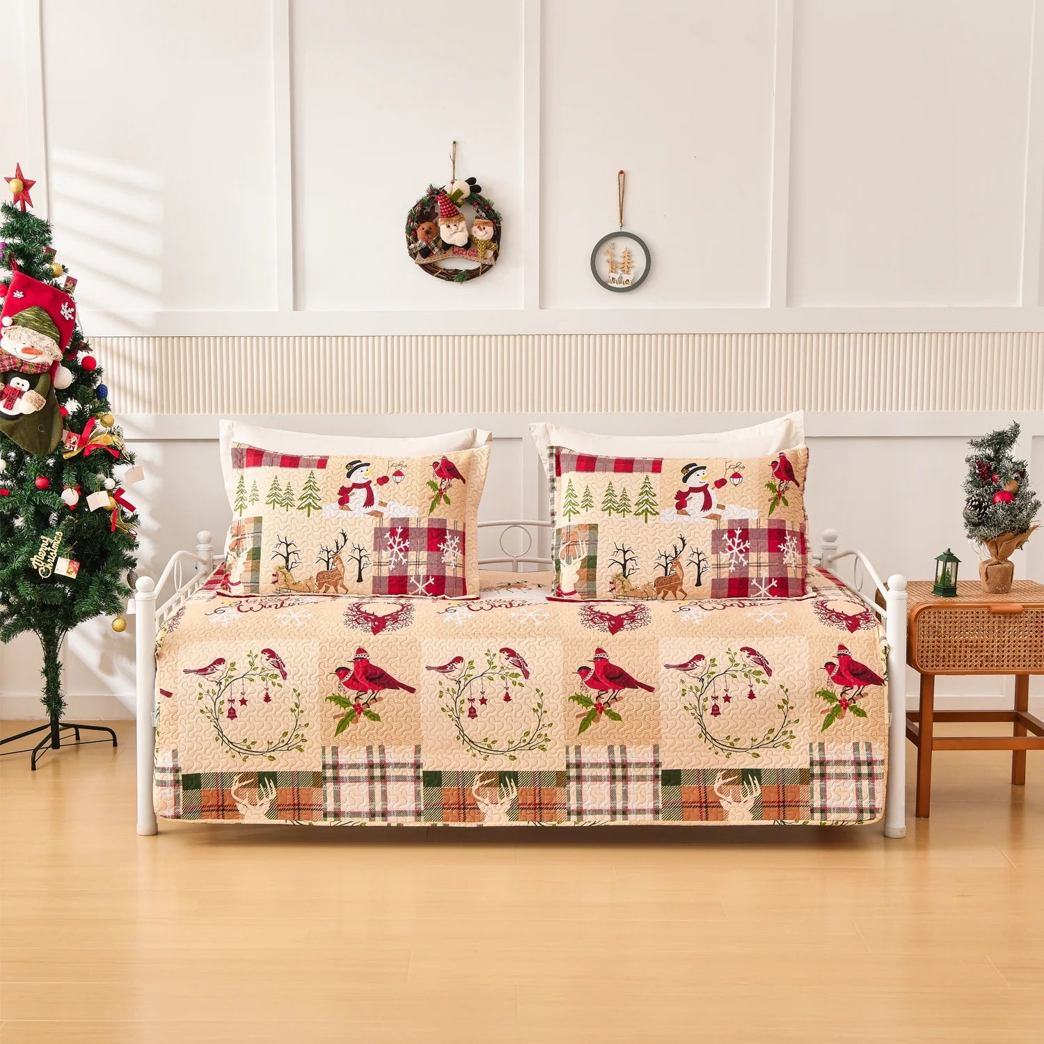 Smuge 3-Piece Daybed Cover Set (39"x75") - Double Sided Quilting, Classic Design, All Season | 1 Daybed Cover + 2 Matching Shams
