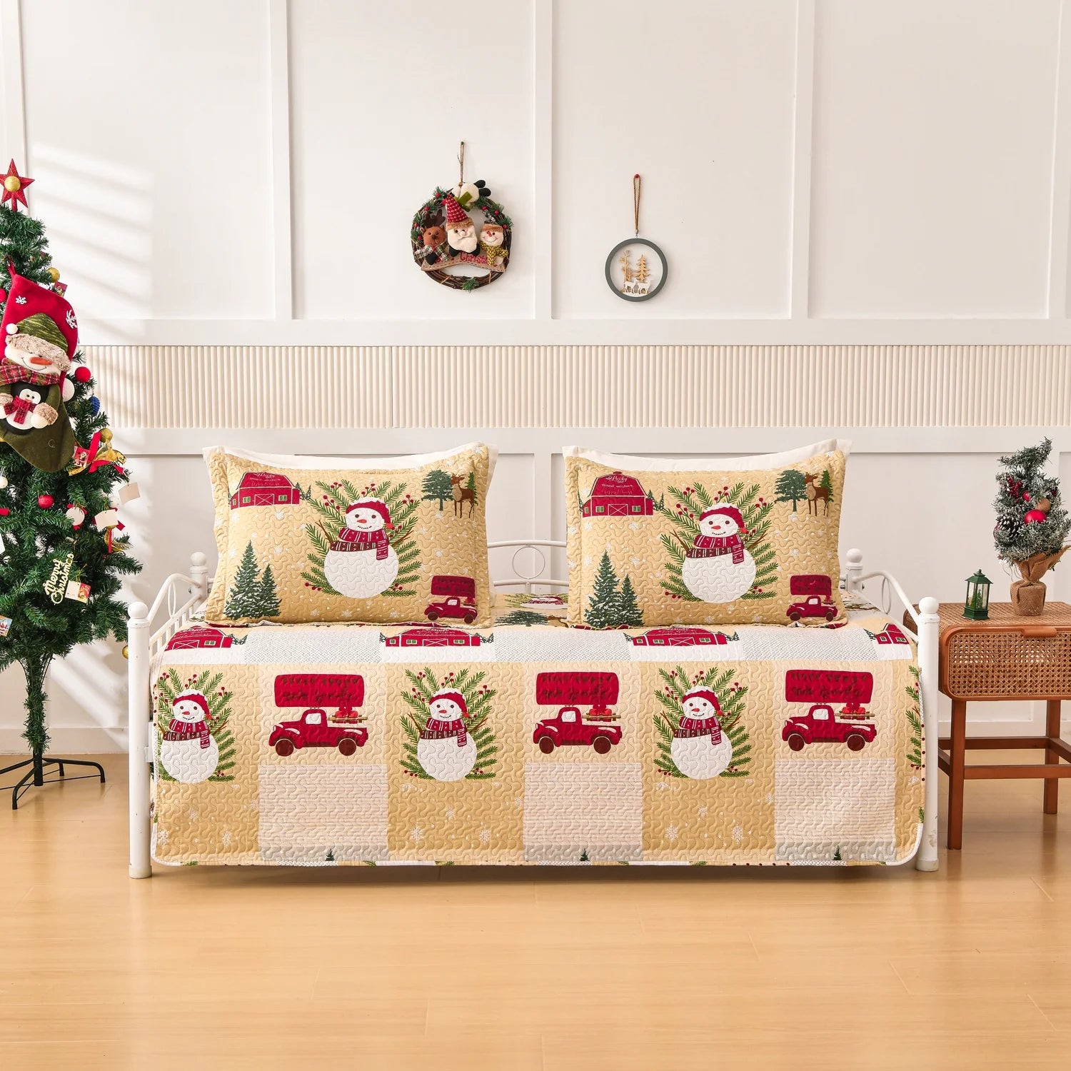 Smuge 3-Piece Daybed Cover Set (39"x75") - Double Sided Quilting, Classic Design, All Season | 1 Daybed Cover + 2 Matching Shams