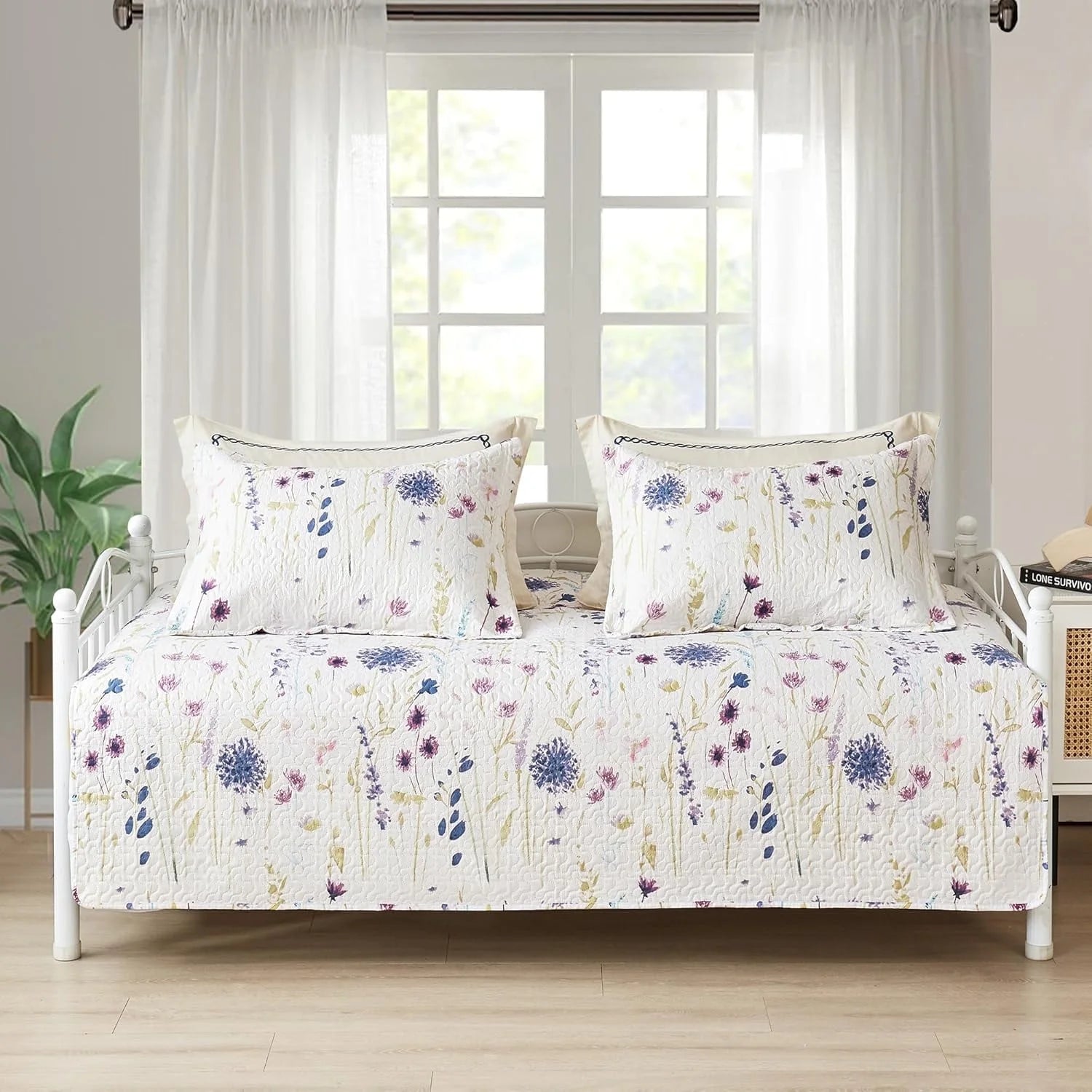 Smuge 3-Piece Daybed Cover Set (39"x75") - Double Sided Quilting, Classic Design, All Season | 1 Daybed Cover + 2 Matching Shams