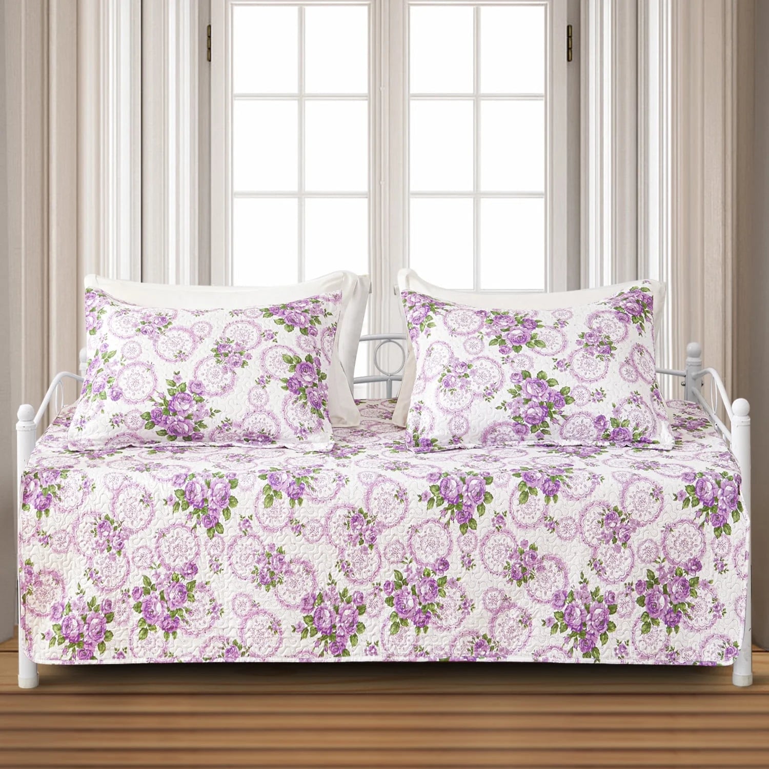 Smuge 3-Piece Daybed Cover Set (39"x75") - Double Sided Quilting, Classic Design, All Season | 1 Daybed Cover + 2 Matching Shams