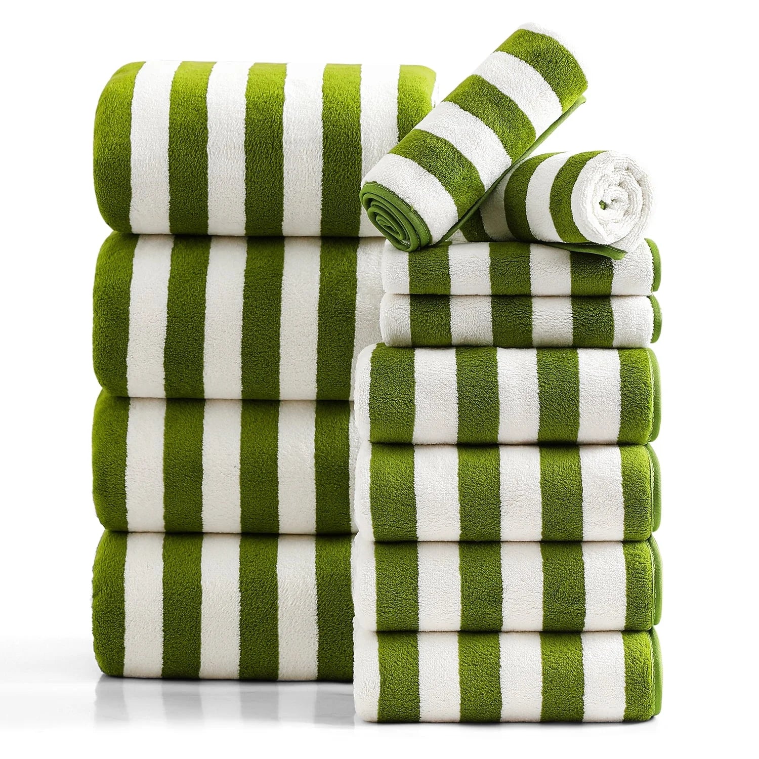 Smuge 12PCS Stripe Family Bath Towels: 4 Bath Sheets/Hand Towels/Washcloths (Microfiber Soft, Multi-Scene)