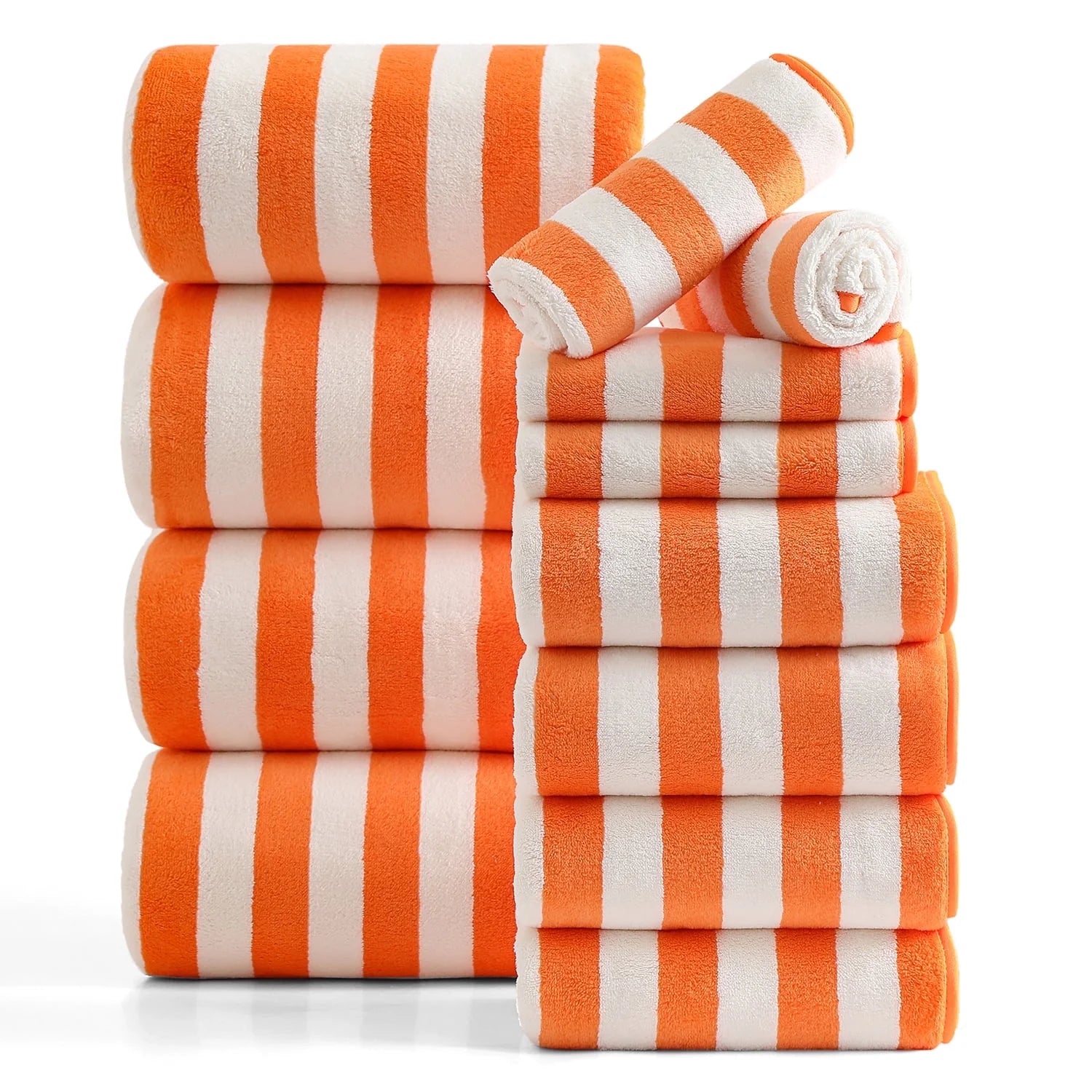 Smuge 12PCS Stripe Family Bath Towels: 4 Bath Sheets/Hand Towels/Washcloths (Microfiber Soft, Multi-Scene)