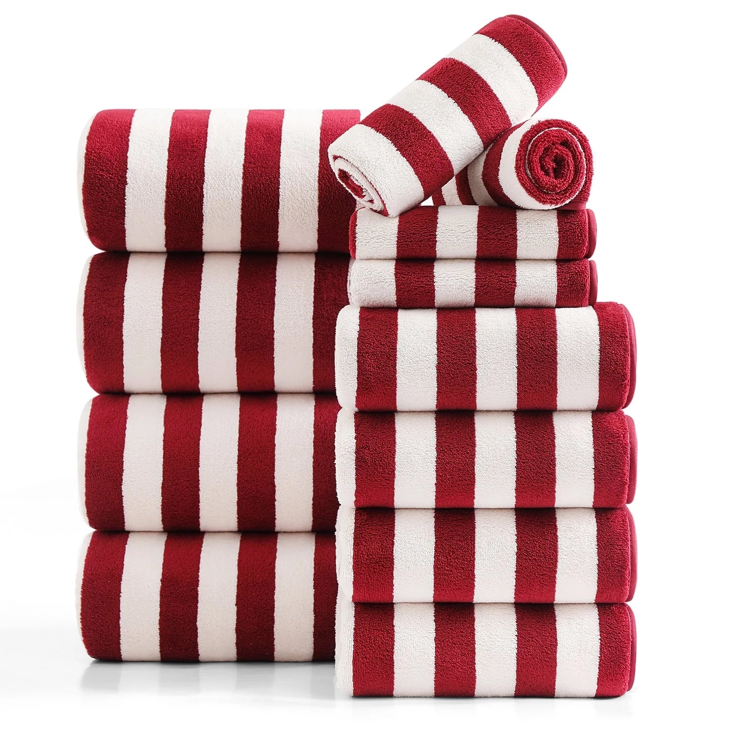 Smuge 12PCS Stripe Family Bath Towels: 4 Bath Sheets/Hand Towels/Washcloths (Microfiber Soft, Multi-Scene)