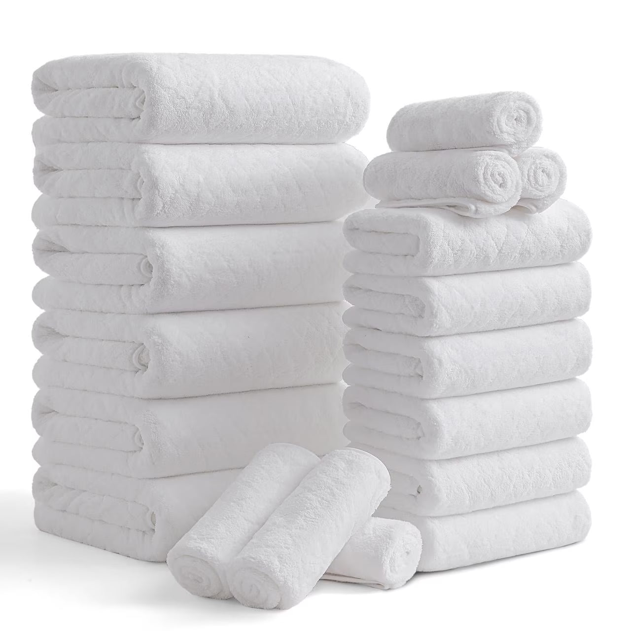 Smuge 18 pcs Bath Towel Sets, Include 6 Bath Sheet Towels, 6 Hand Towels, 6 Washcloths, Soft Microfiber Highly Absorbent Shower Towel for Bathroom Gym Spa