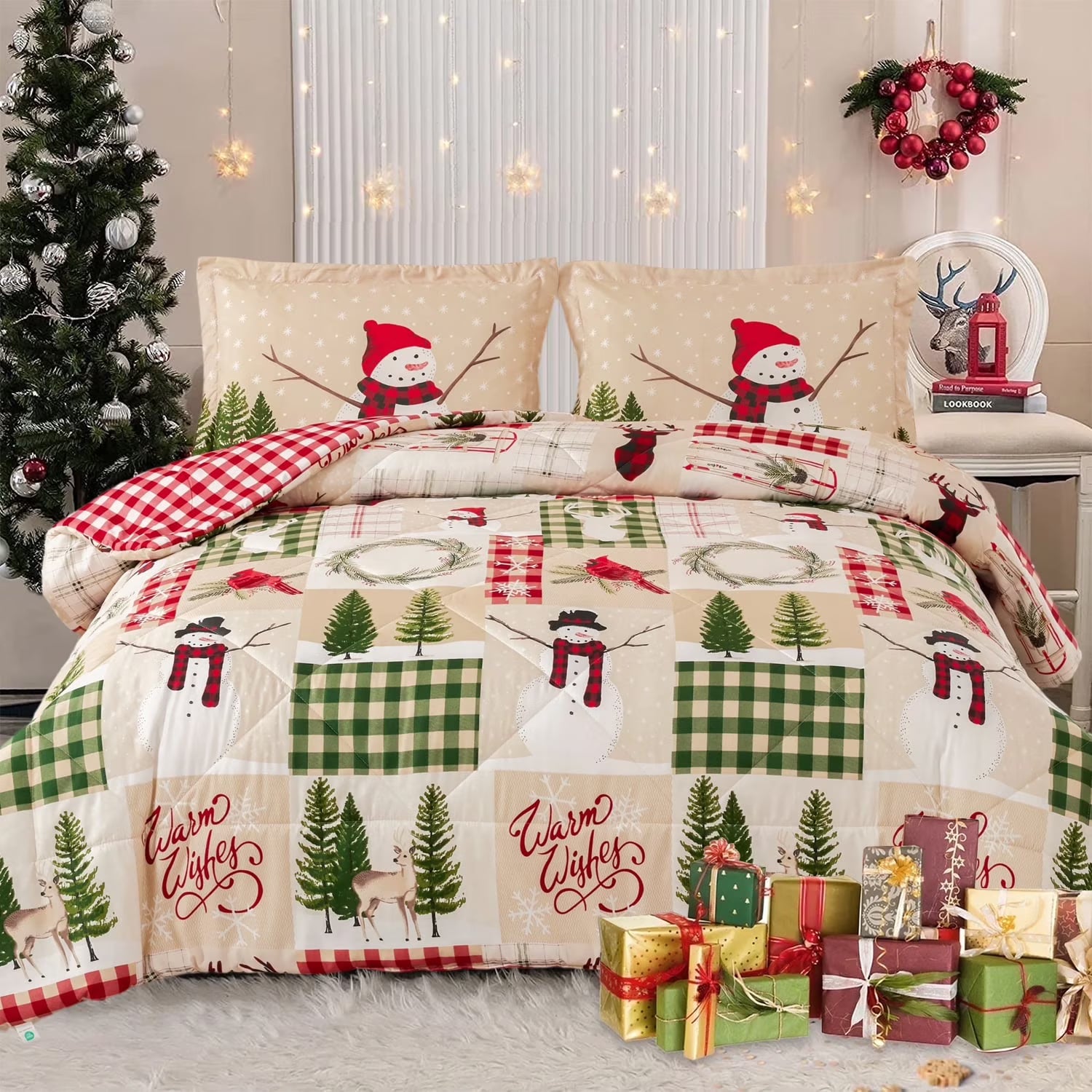 Smuge 3/7-Piece Comforter Bedding Set (Queen/King) Bed in a Bag,  1 Comforter + Fitted/Flat Sheets + Pillowcases/Shams,Microfiber