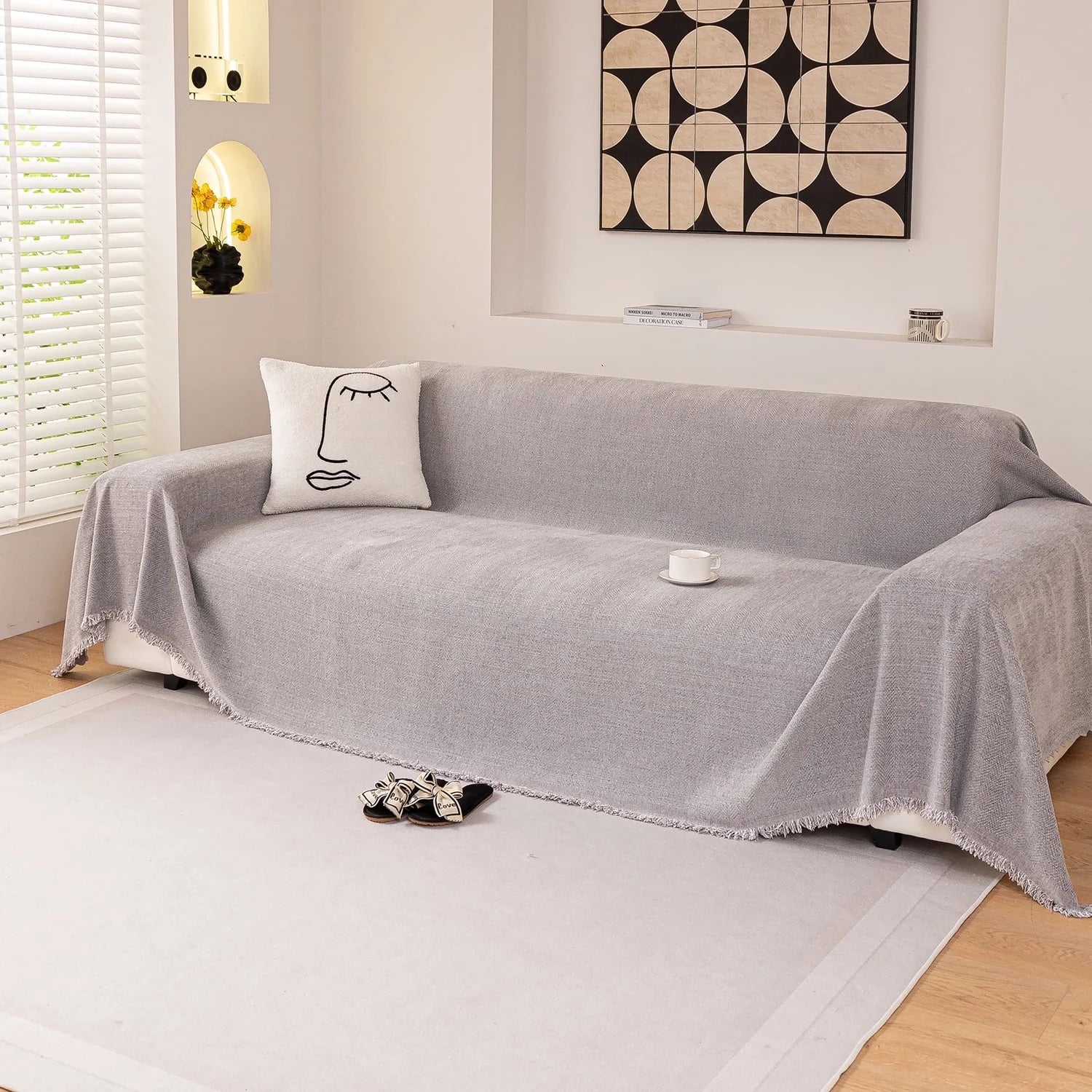 Smuge Soft Microfiber Sofa Cover - Ultra Skin-Friendly, Maintains Warm Atmosphere| Pet Protector (Dogs/Cats) Anti-Scratch/Anti-Hair