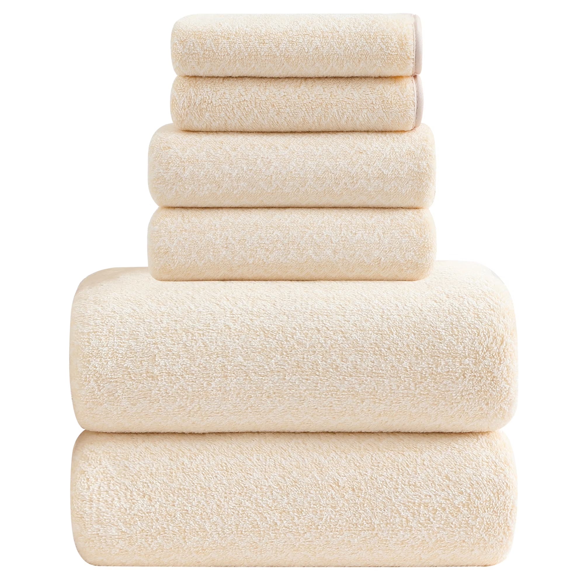 Smuge 6 Piece Light Blue Bath Towel Set, 2 Bath Towels, 2 Hand Towels, 2 Washcloths, Soft Microfiber Shower Towel for Bathroom