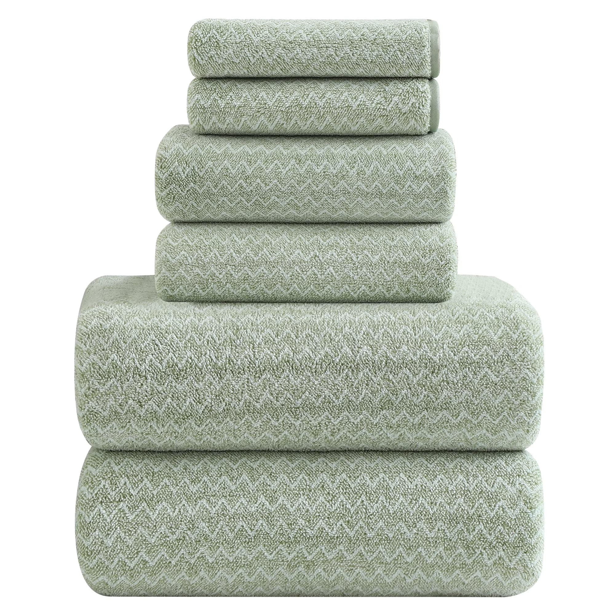 Smuge 6 Piece Light Blue Bath Towel Set, 2 Bath Towels, 2 Hand Towels, 2 Washcloths, Soft Microfiber Shower Towel for Bathroom