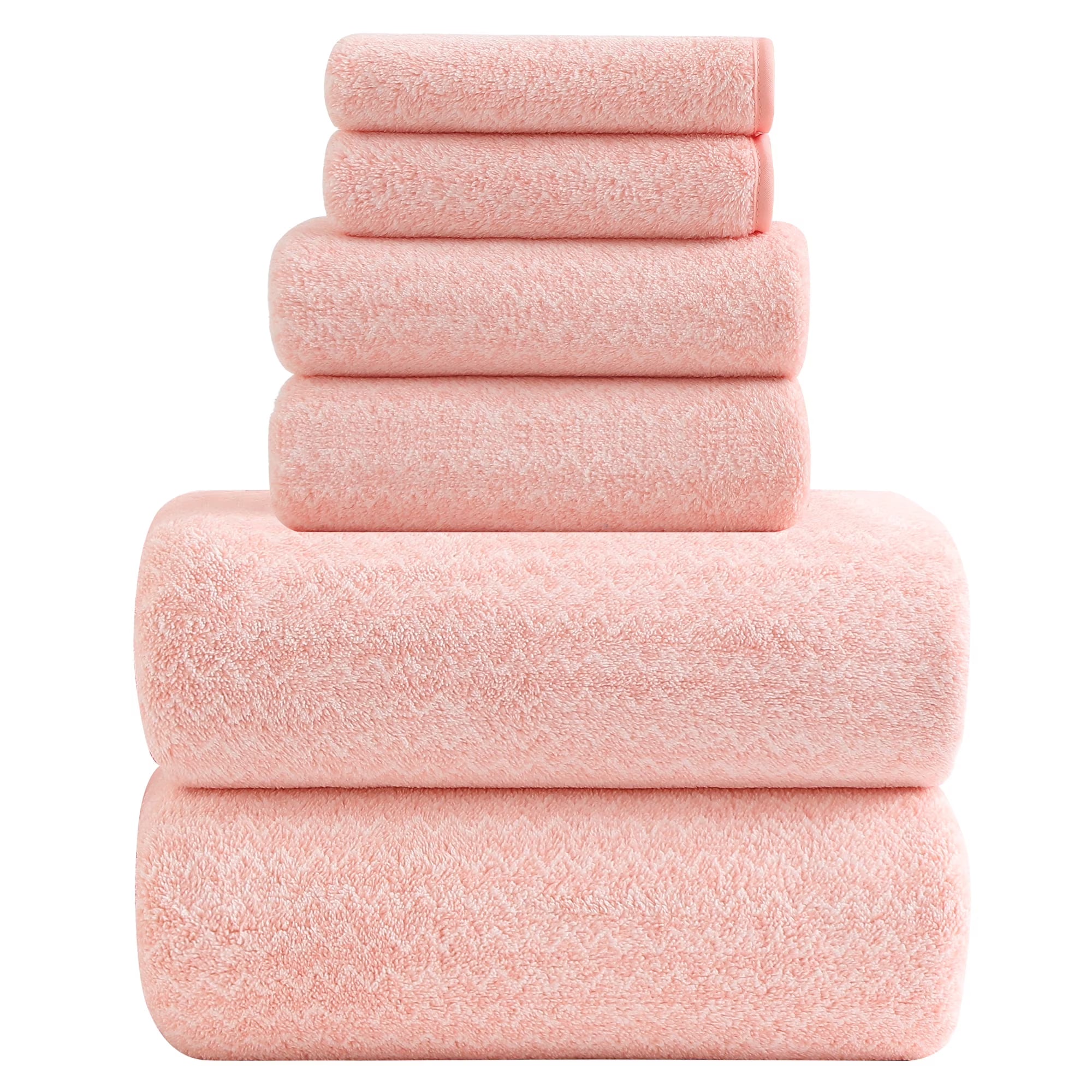 Smuge 6 Piece Light Blue Bath Towel Set, 2 Bath Towels, 2 Hand Towels, 2 Washcloths, Soft Microfiber Shower Towel for Bathroom