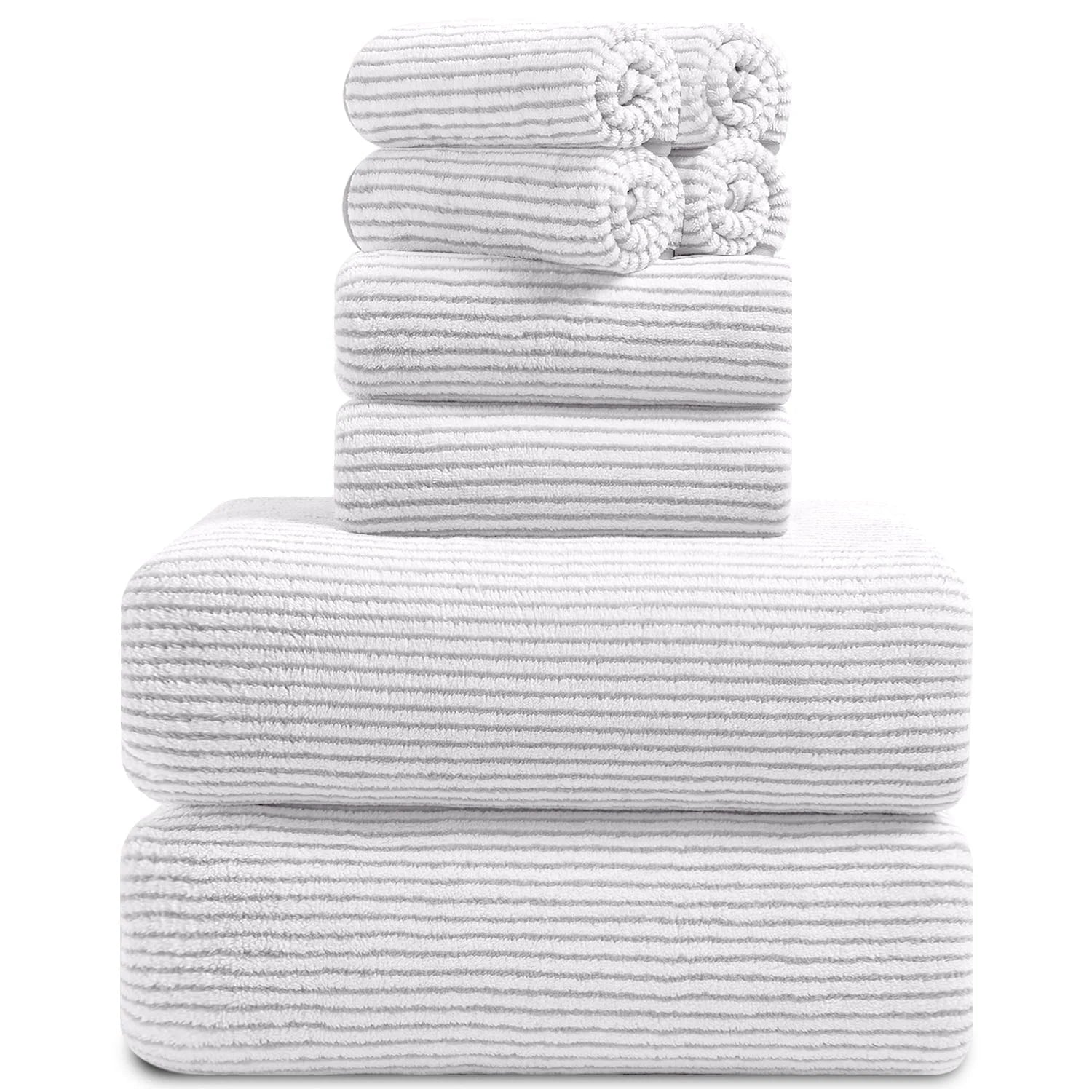 Smuge 8-Piece Bath Towel Set - 2 Oversized Bath Towels, 2 Hand Towels, 4 Washcloths,soft Microfiber