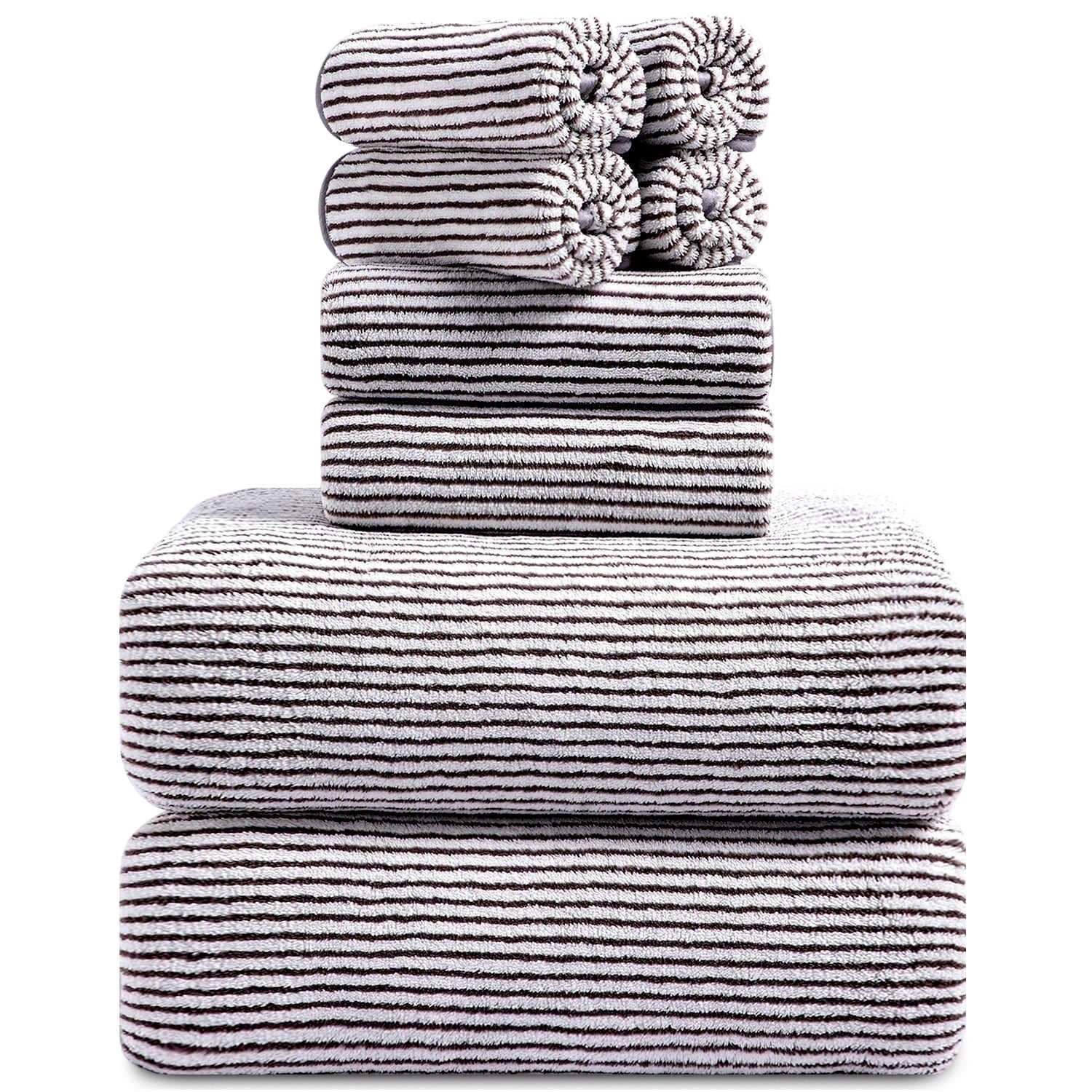Smuge 8-Piece Bath Towel Set - 2 Oversized Bath Towels, 2 Hand Towels, 4 Washcloths,soft Microfiber