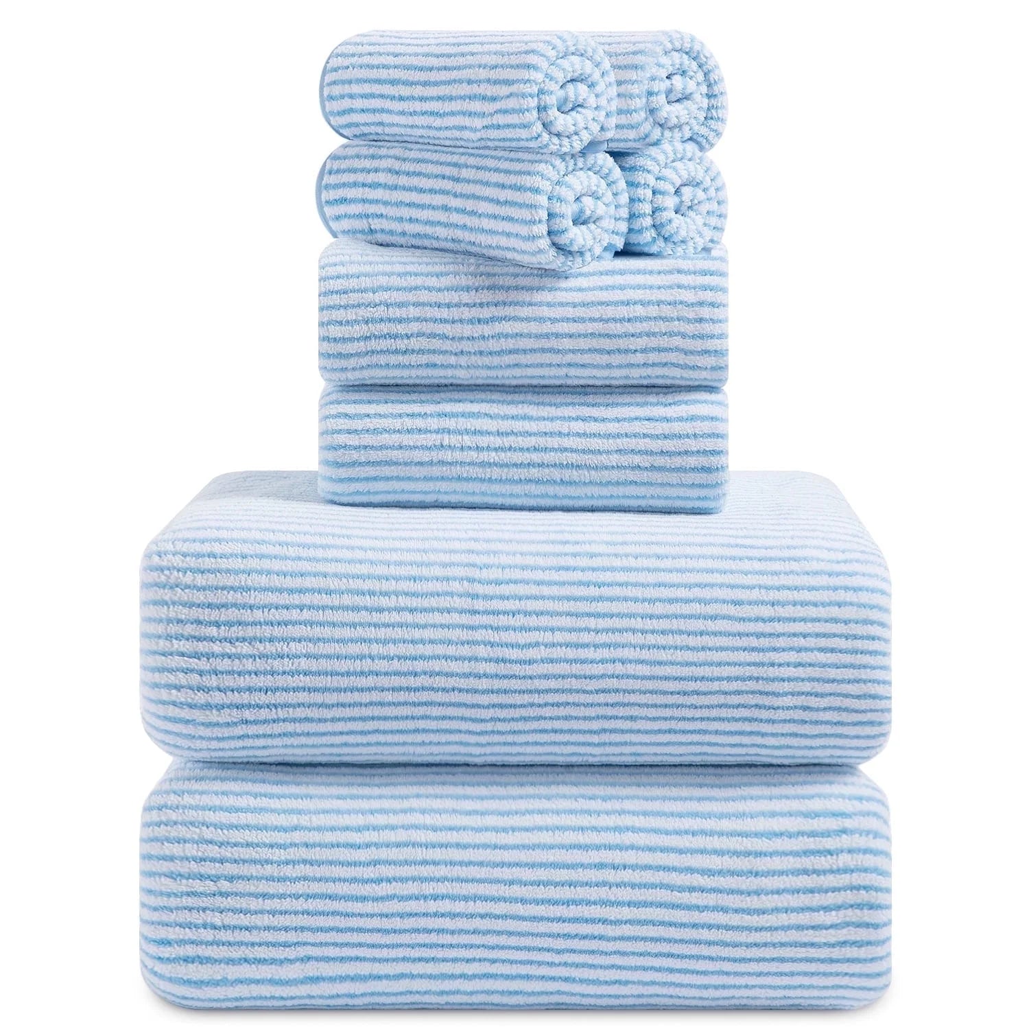 Smuge 8-Piece Bath Towel Set - 2 Oversized Bath Towels, 2 Hand Towels, 4 Washcloths,soft Microfiber