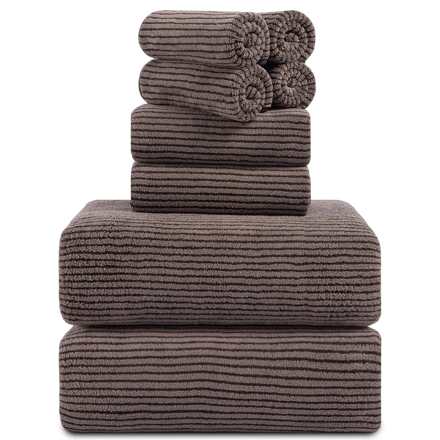 Smuge 8-Piece Bath Towel Set - 2 Oversized Bath Towels, 2 Hand Towels, 4 Washcloths,soft Microfiber