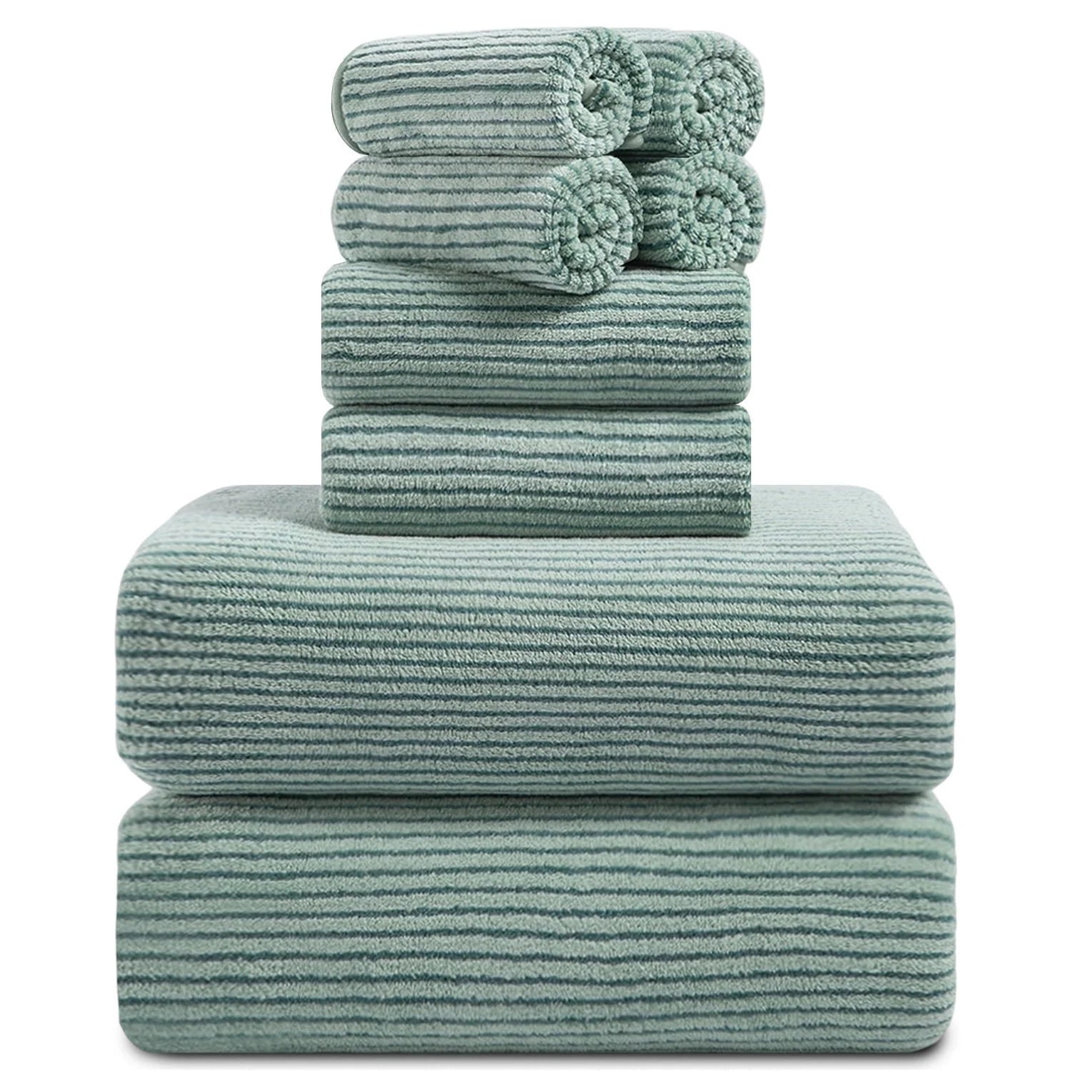 Smuge 8-Piece Bath Towel Set - 2 Oversized Bath Towels, 2 Hand Towels, 4 Washcloths,soft Microfiber