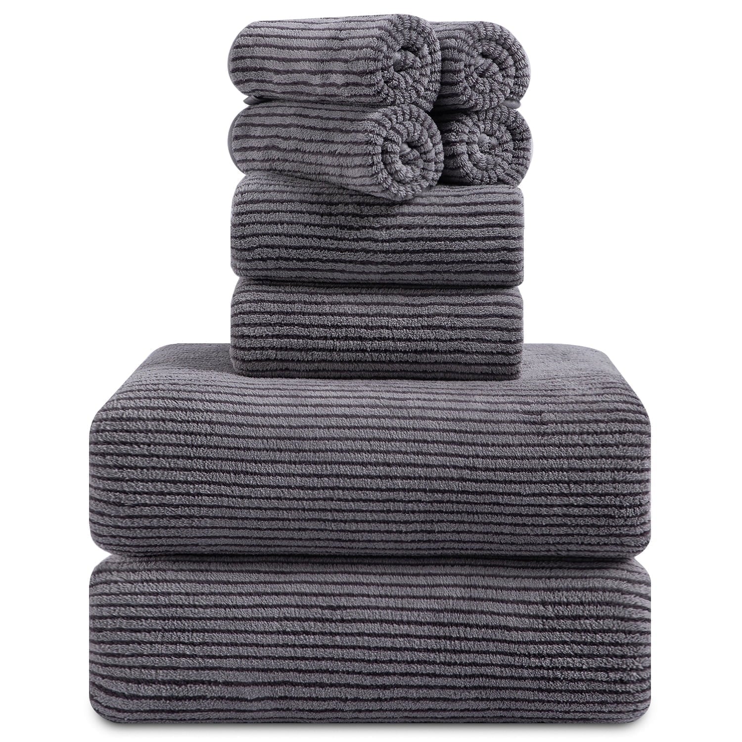 Smuge 8-Piece Bath Towel Set - 2 Oversized Bath Towels, 2 Hand Towels, 4 Washcloths,soft Microfiber